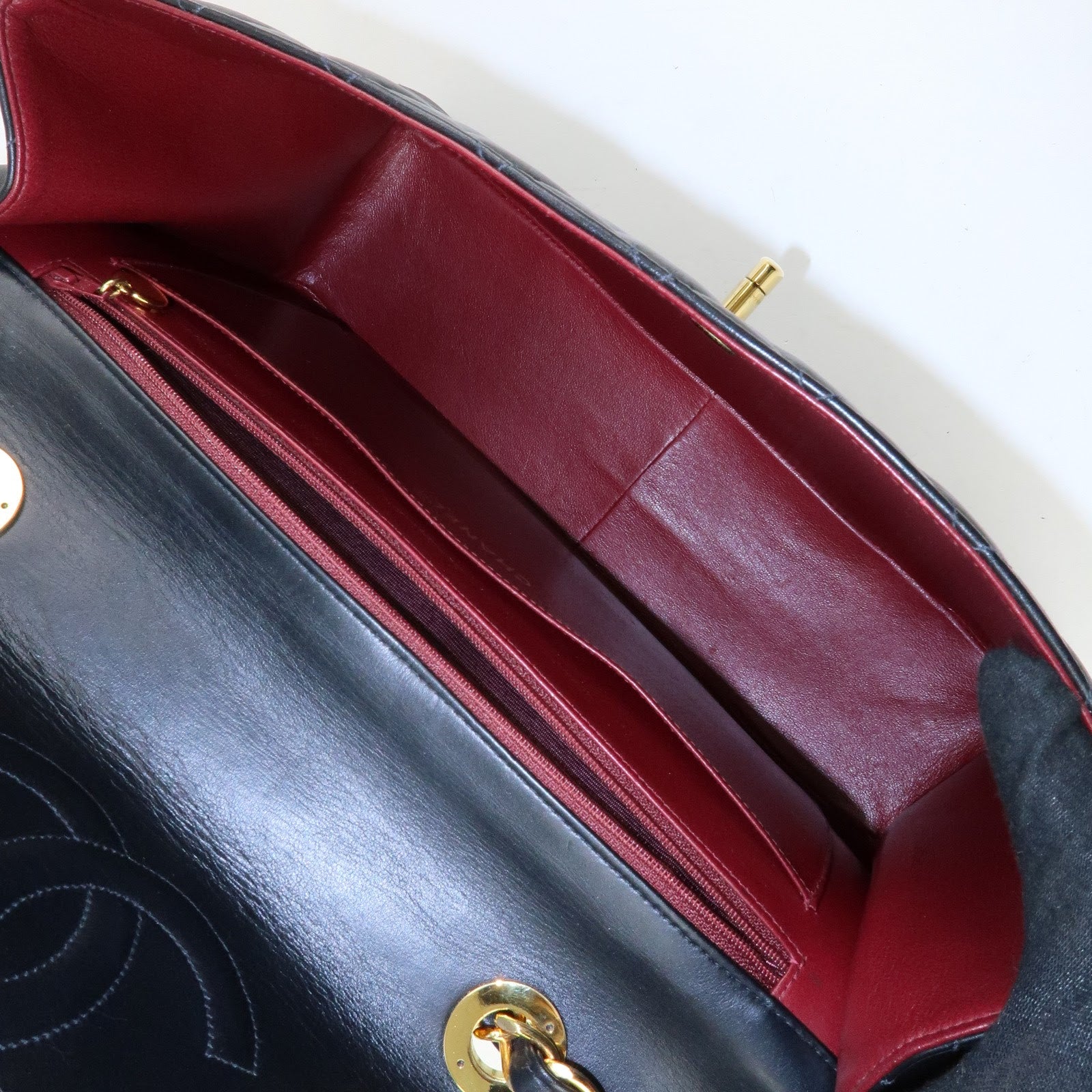 CHANEL Jumbo Matelasse 34 Lamb Skin Flap Shoulder Bag Black A01094