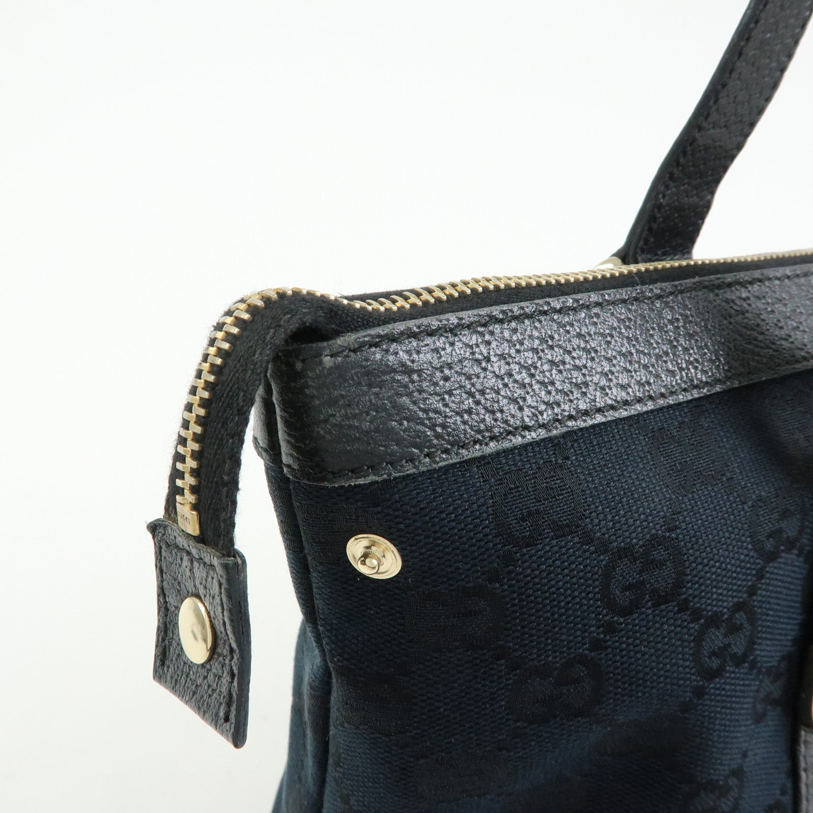GUCCI Abbey GG Canvas Leather Tote Bag Shoulder Bag Black 141470