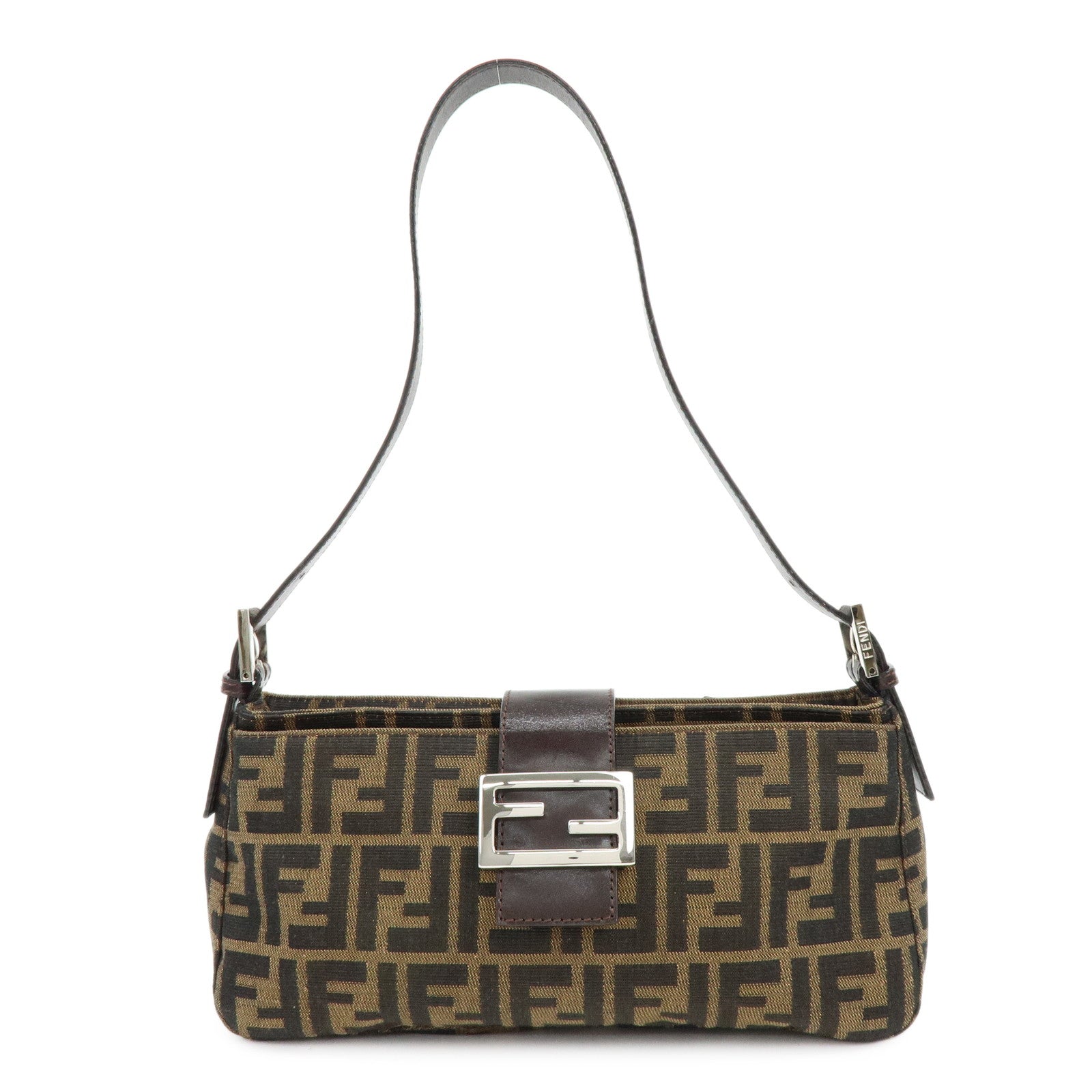 FENDI Zucca Canvas Leather Hand Bag Shoulder Bag Brown 26722