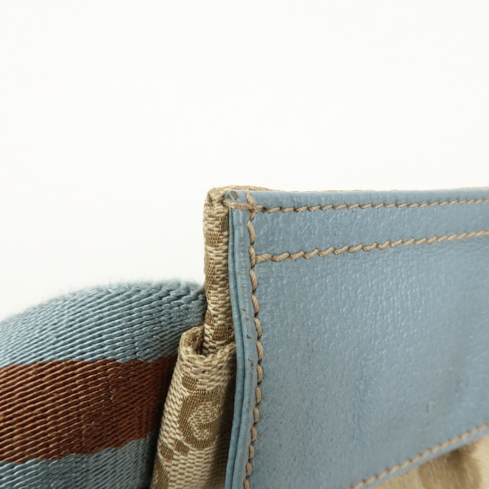 GUCCI Sherry GG Monogram Canvas Leather Body Bag Waist Pouch 162962