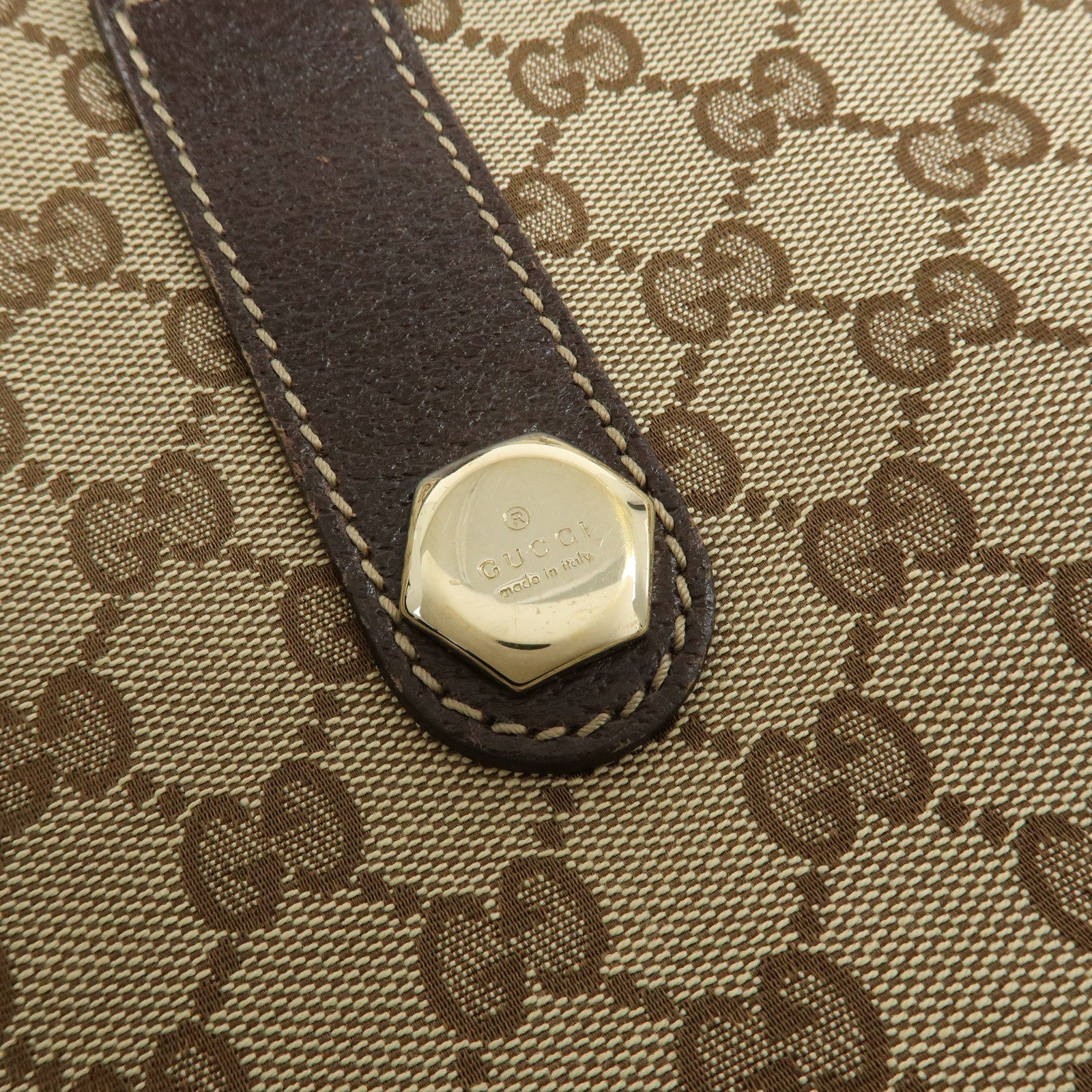 GUCCI GG Canvas Leather Tote Bag Shoulder Bag Beige Brown 153009