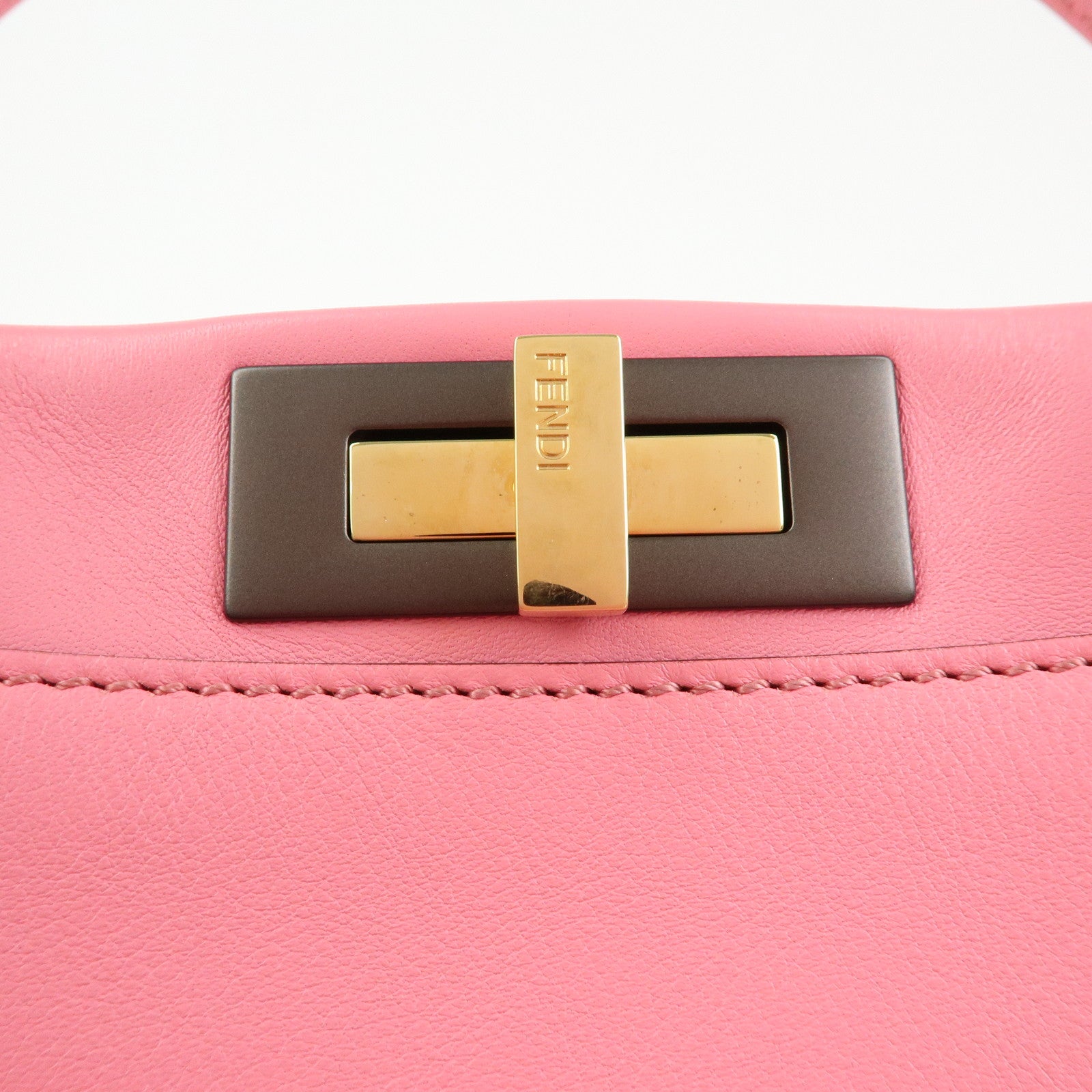 FENDI Peekaboo Leather 2Way Bag Hand Bag Shoulder Bag Pink 8BN290