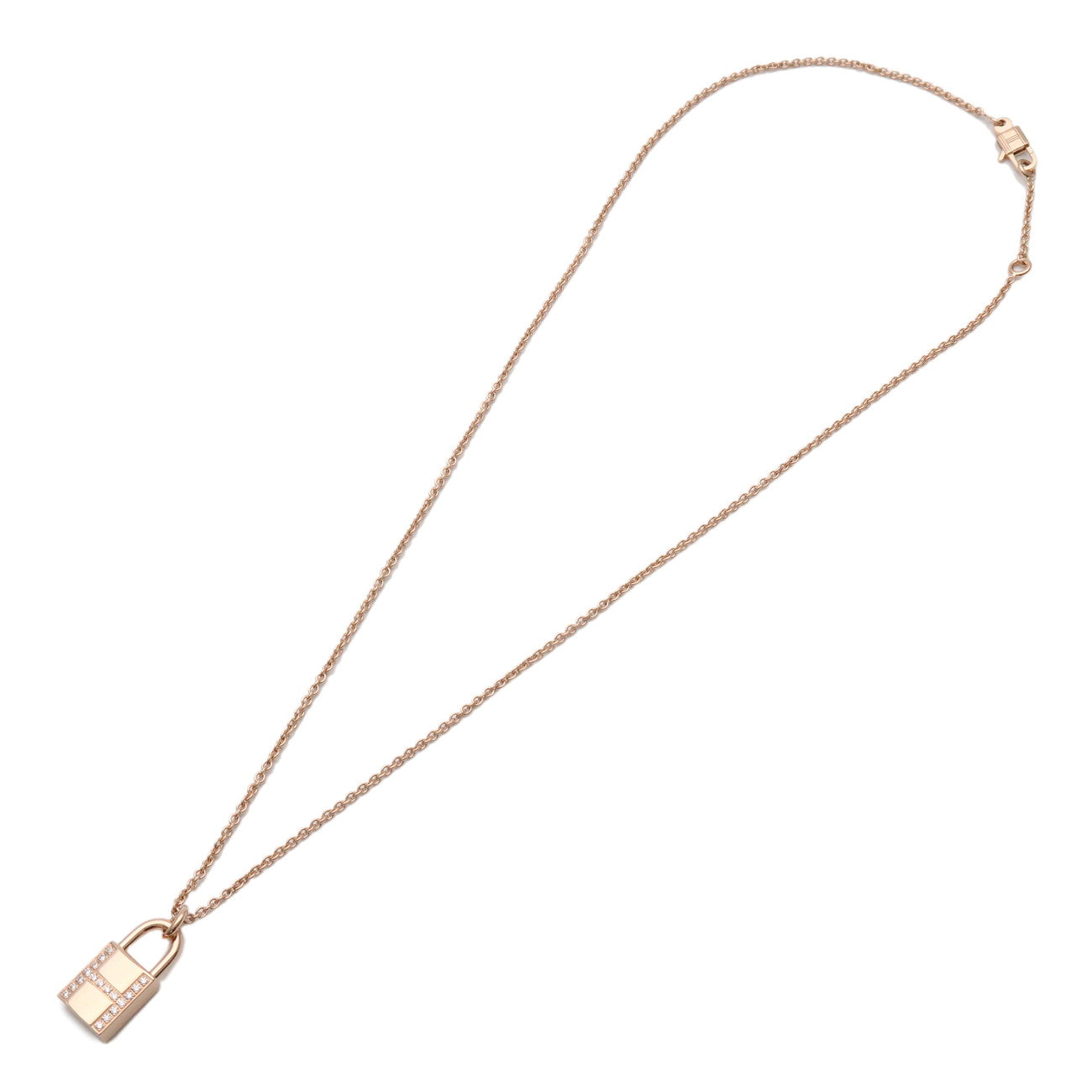 HERMES Amulette Kelly Cadena 18P Diamond Necklace 750PG Rose Gold