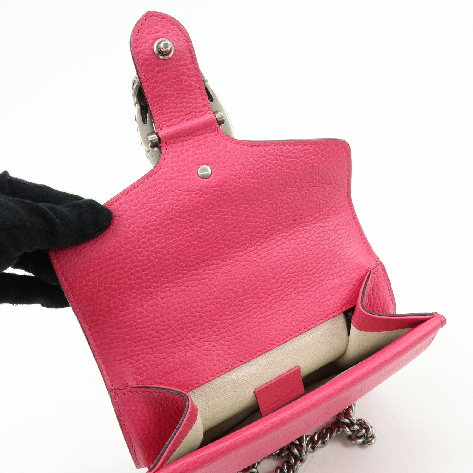 GUCCI Dionysus Leather Small Chain  Shoulder Bag Hot Pink 421970