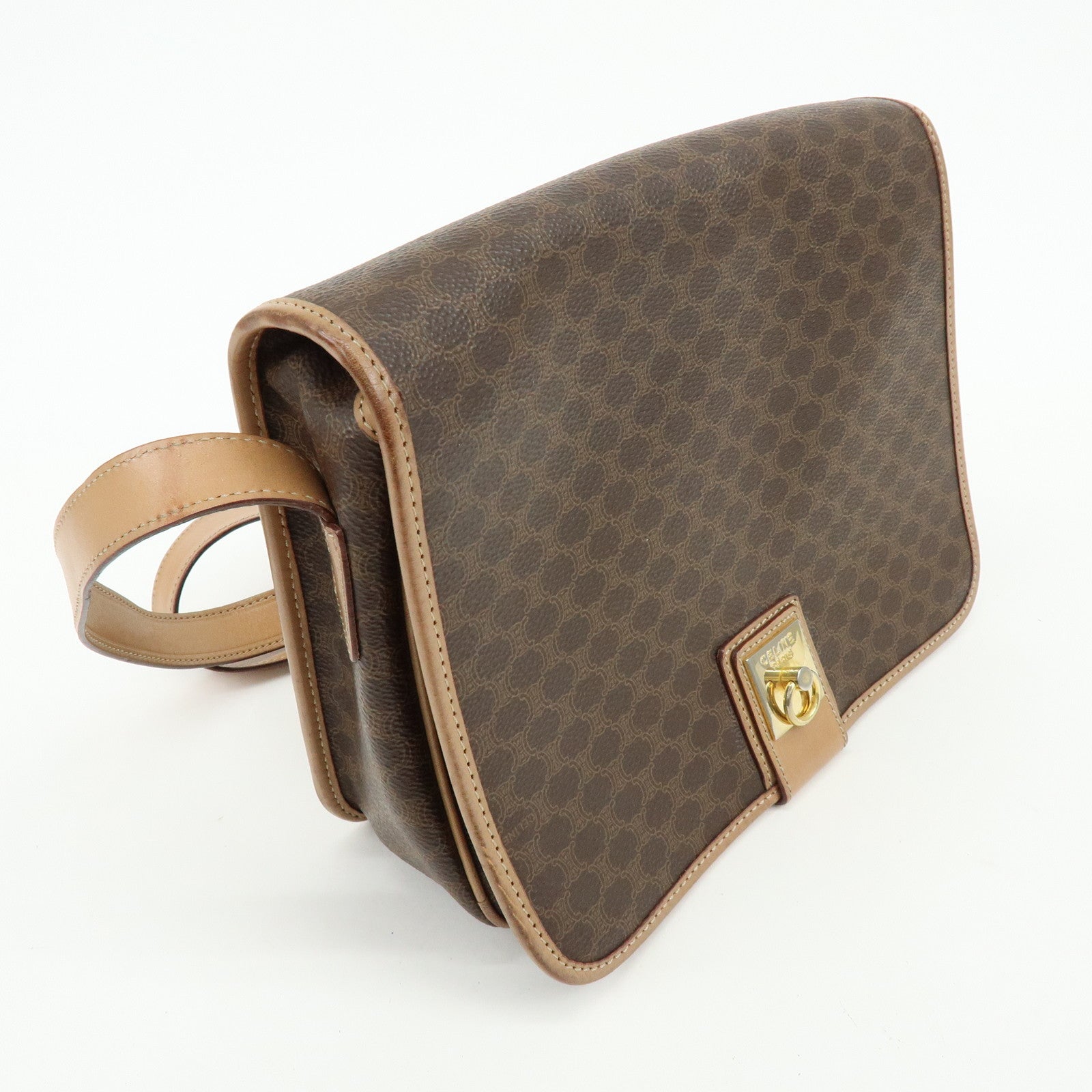 CELINE Macadam PVC Leather Shoulder Bag Crossbody Bag Brown