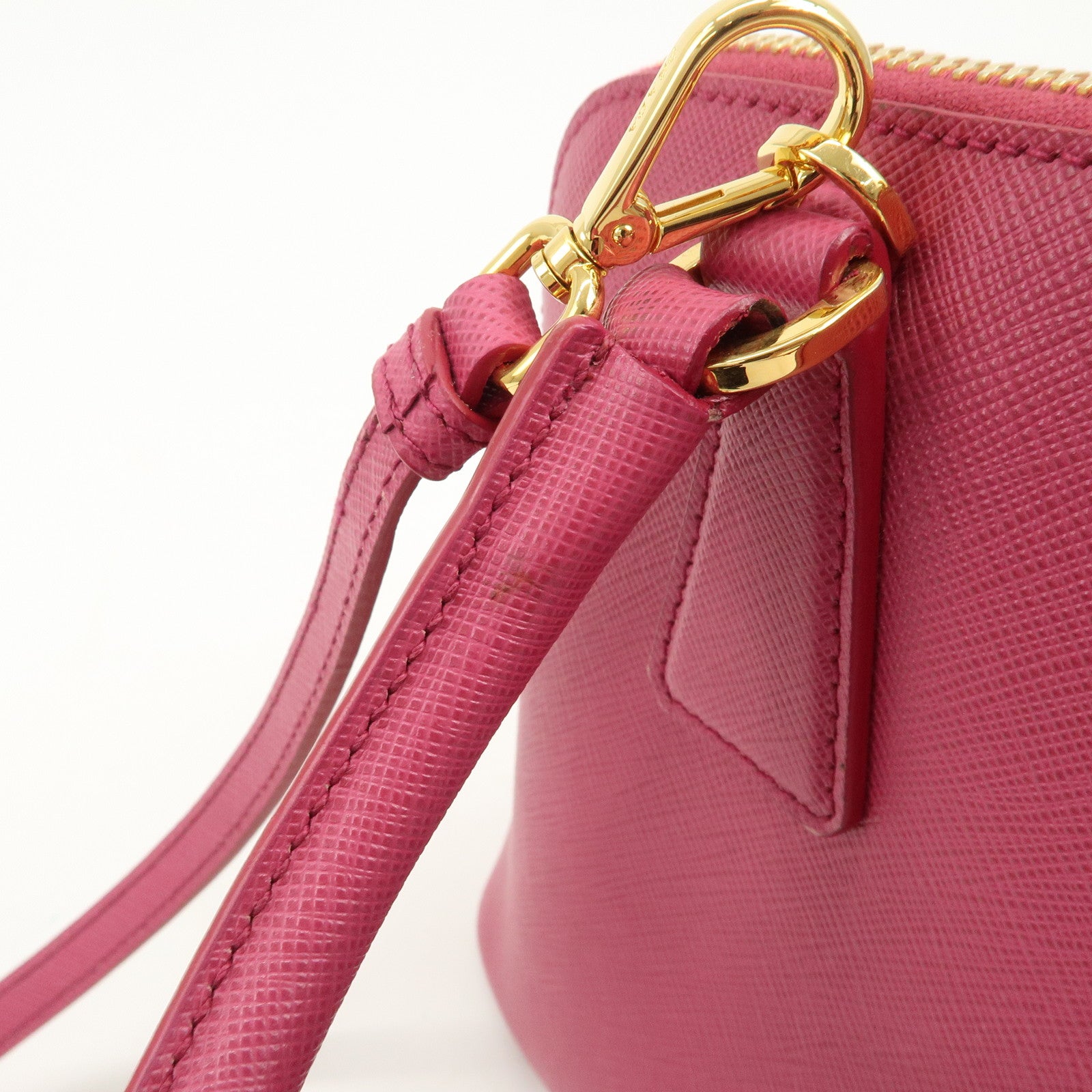 PRADA Saffiano Leather 2Way Hand Bag Shoulder Bag Pink 1BA838