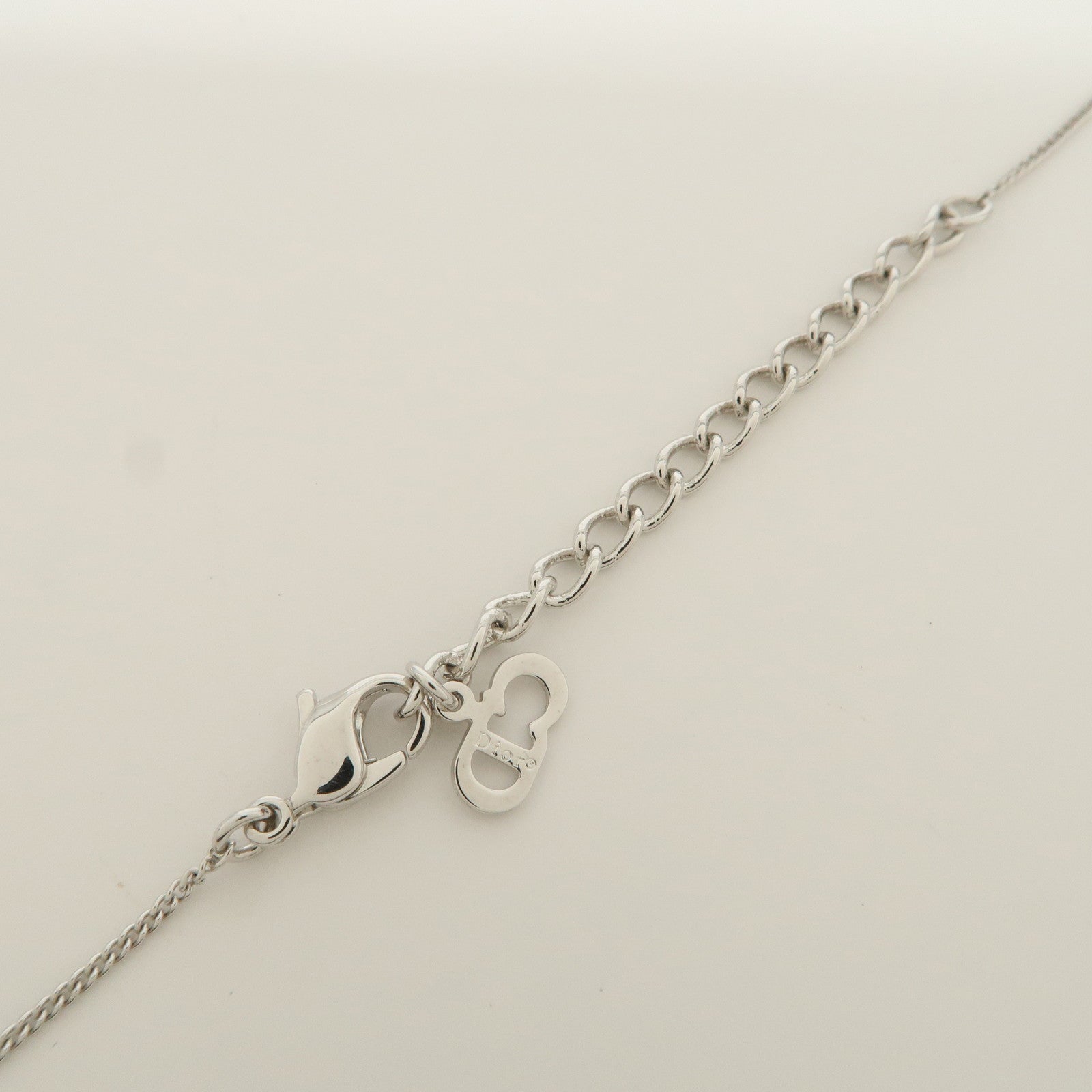 Christian Dior Logo Metal Necklace Choker Silver