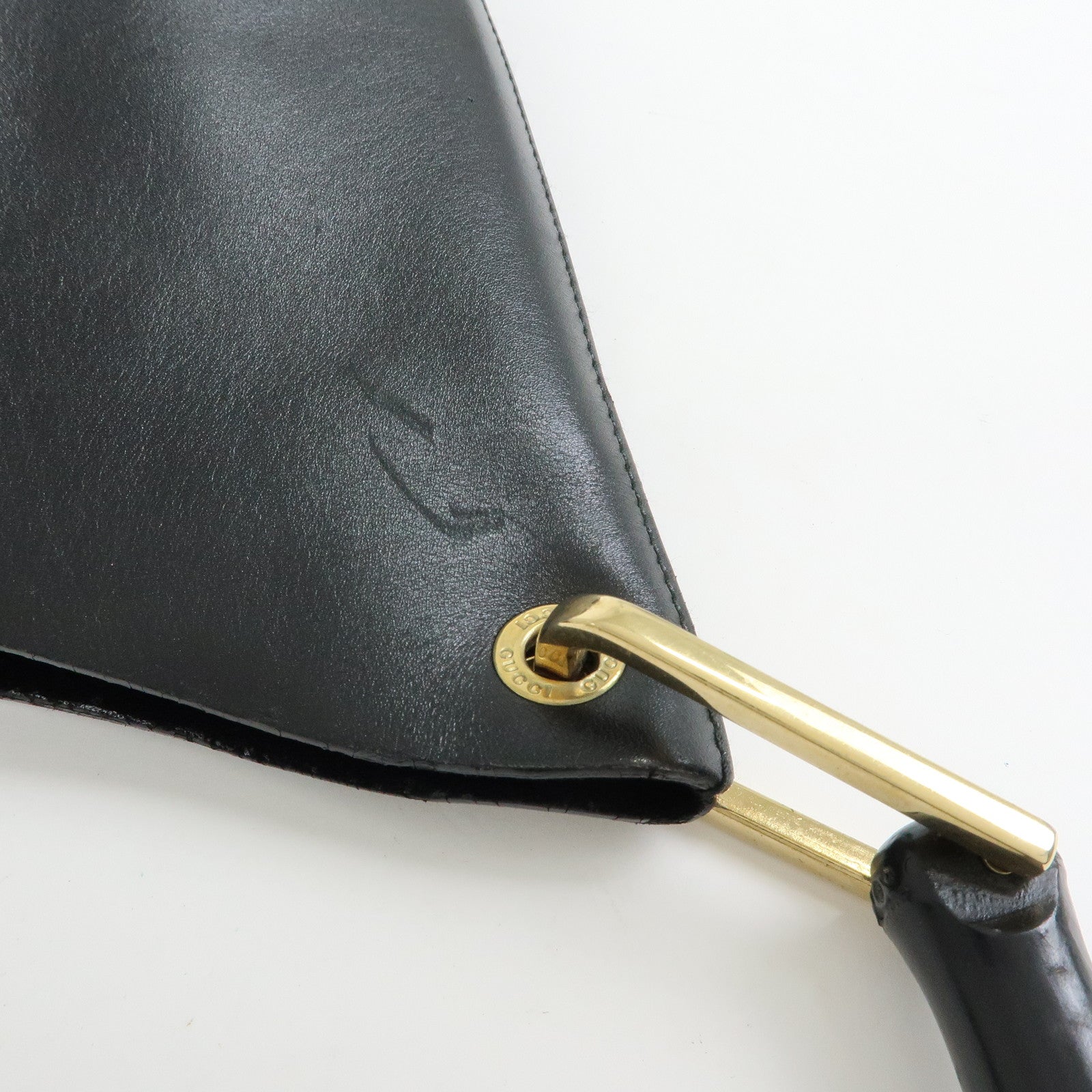 GUCCI Bamboo Leather Shoulder Bag Black 001・1553・1880