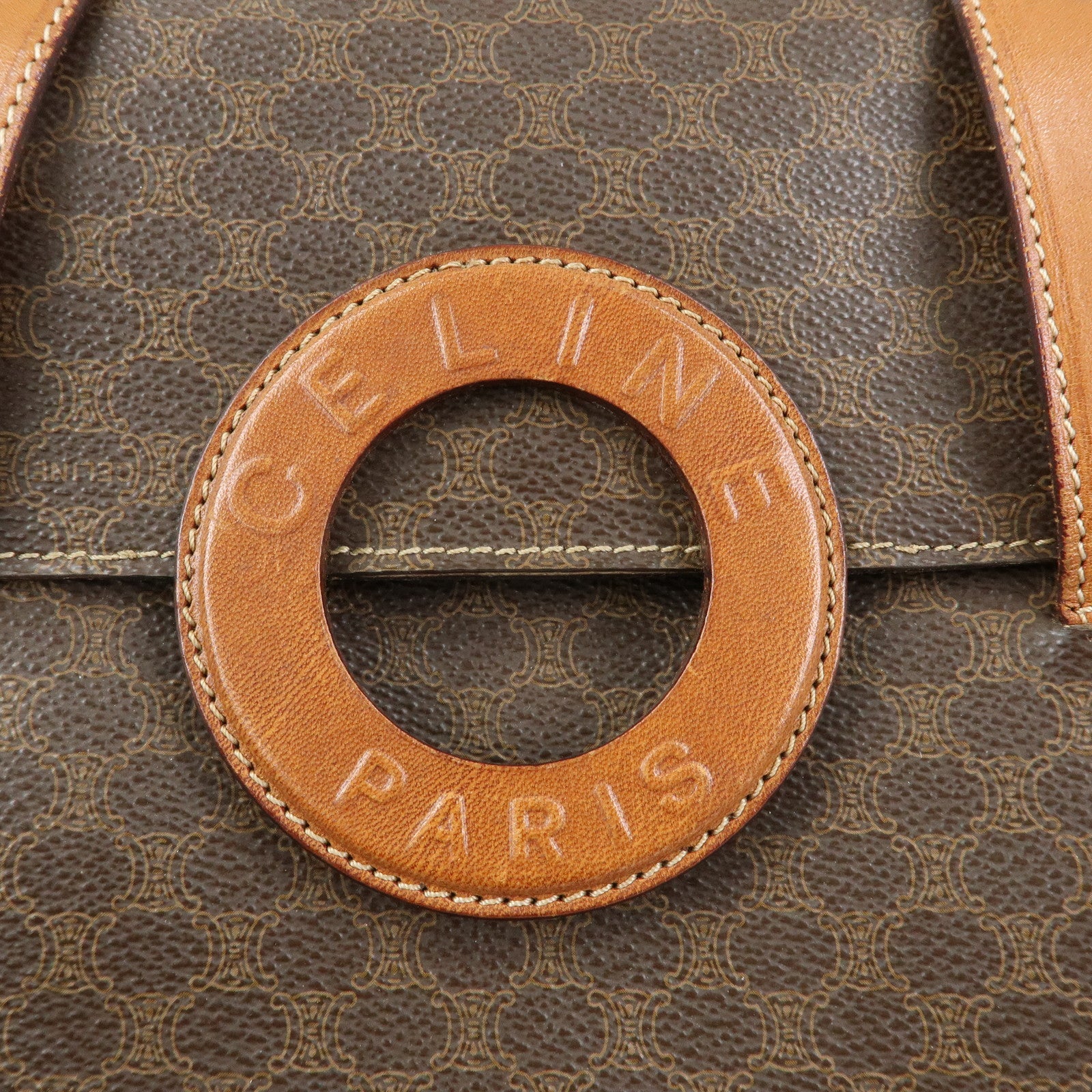 CELINE  Macadam PVC Leather Shoulder Bag Tote Bag Brown
