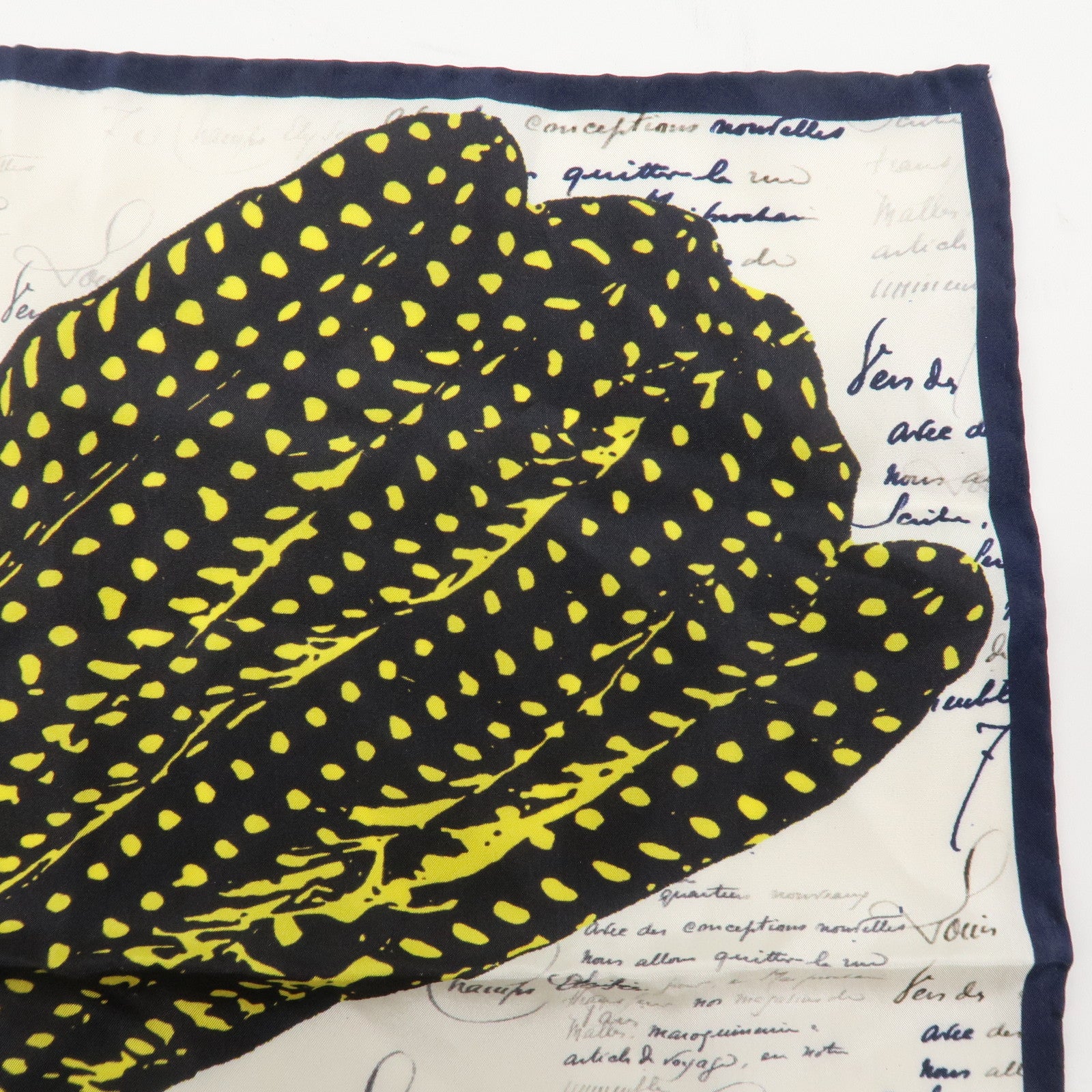Louis Vuitton Silk 100% Mini Scarf Feather White Navy Yellow