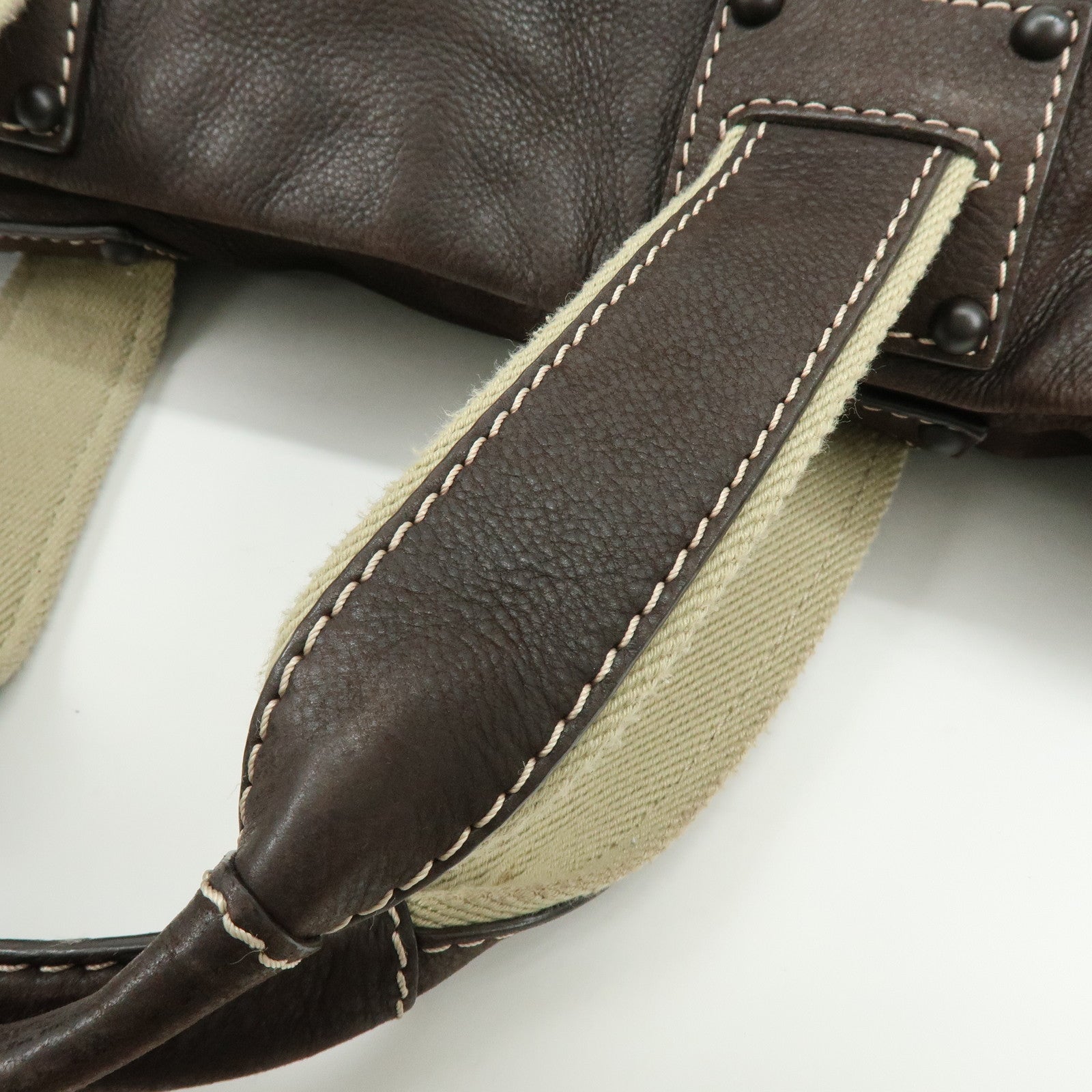 LOEWE Anagram Leather 2Way Bag Boston Bag Shoulder Bag Brown