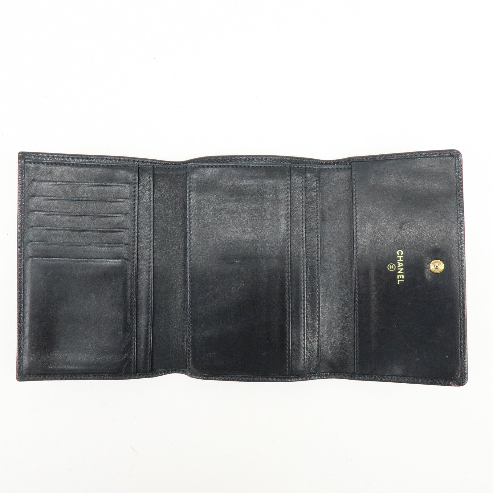 CHANEL COCO Mark Caviarskin Compact Flap Wallet Black