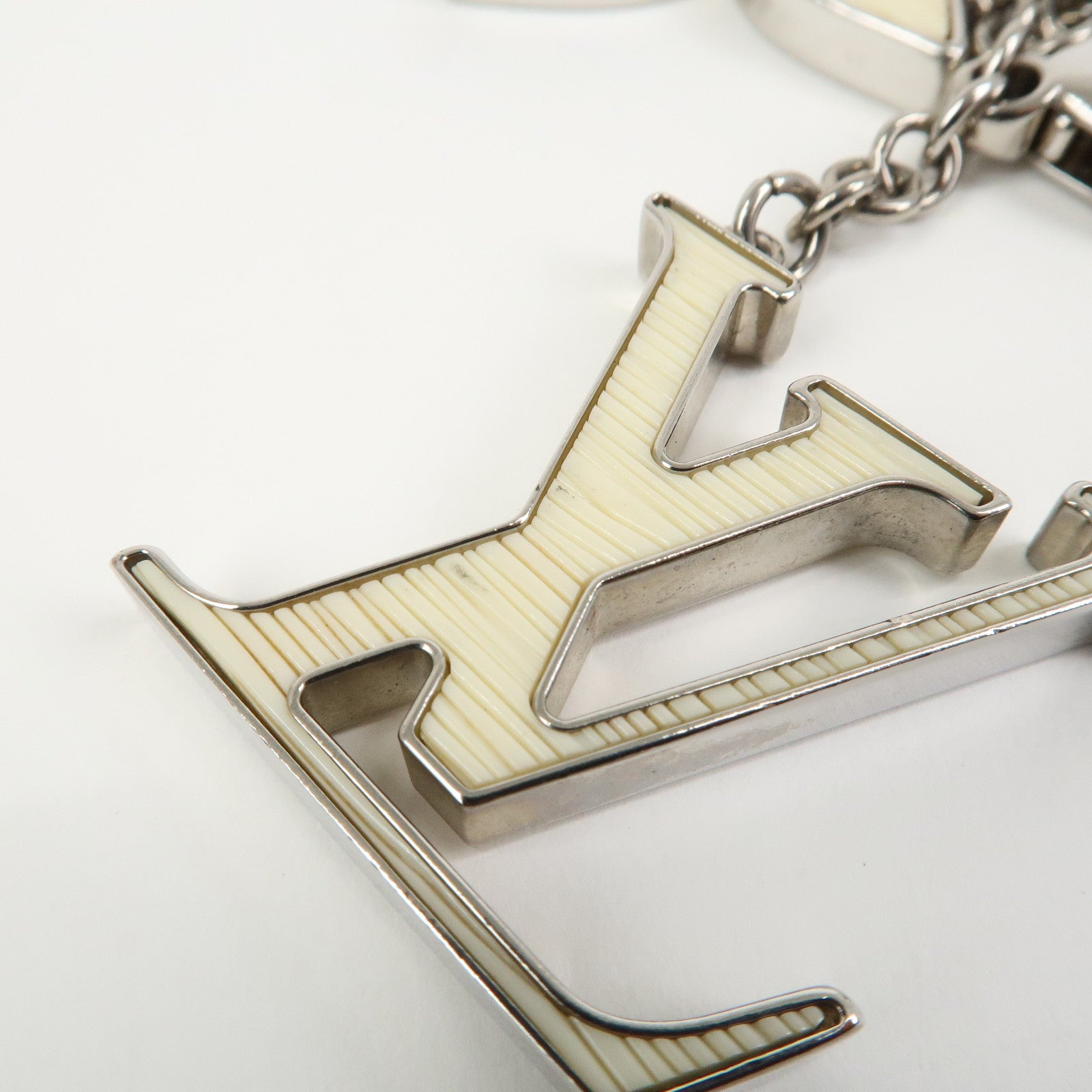 Louis Vuitton Bijoux Sac Fleur de Epi Bag Charm Silver White M65085