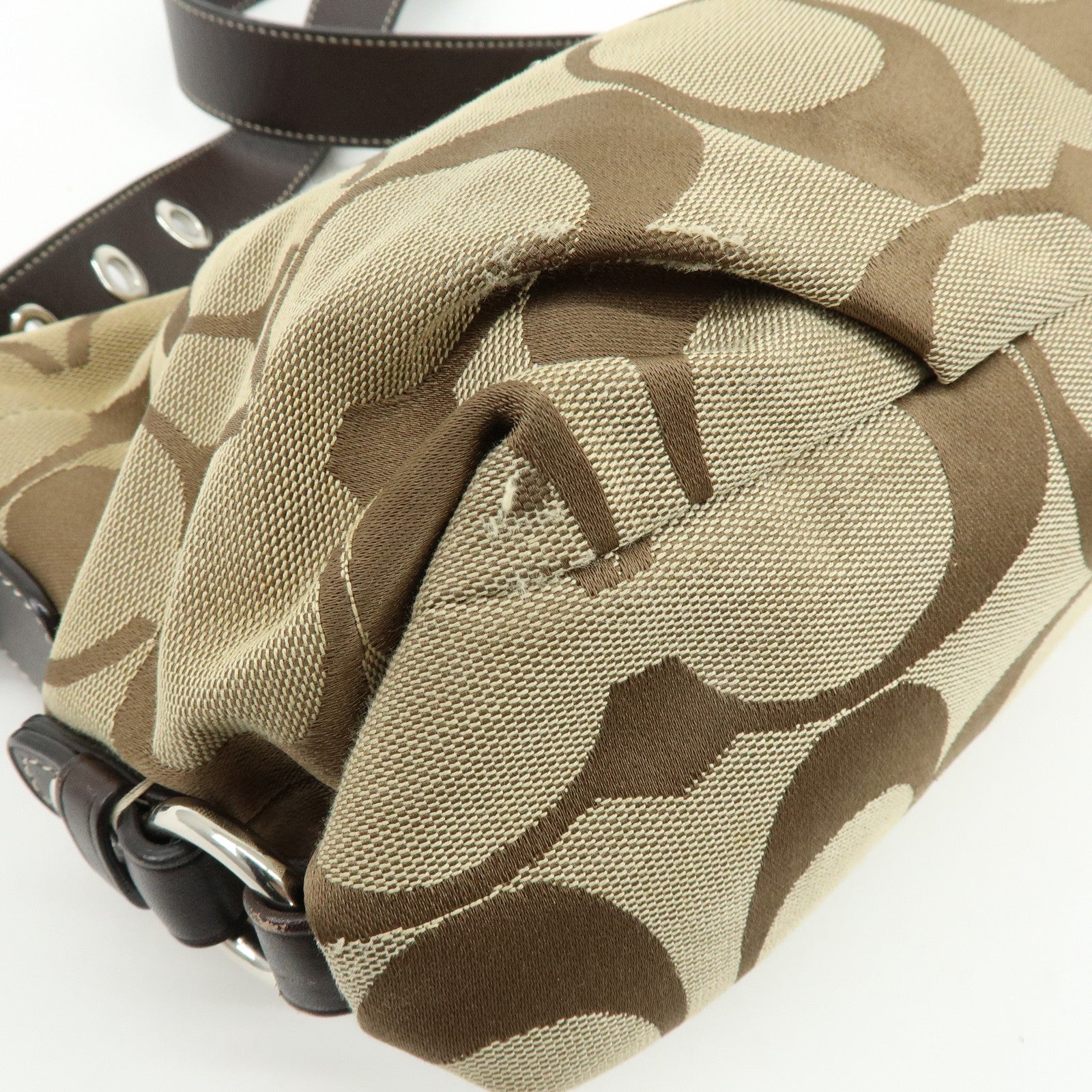 COACH Set of 2 Signature Canvas Leather Shoulder Bag Beige