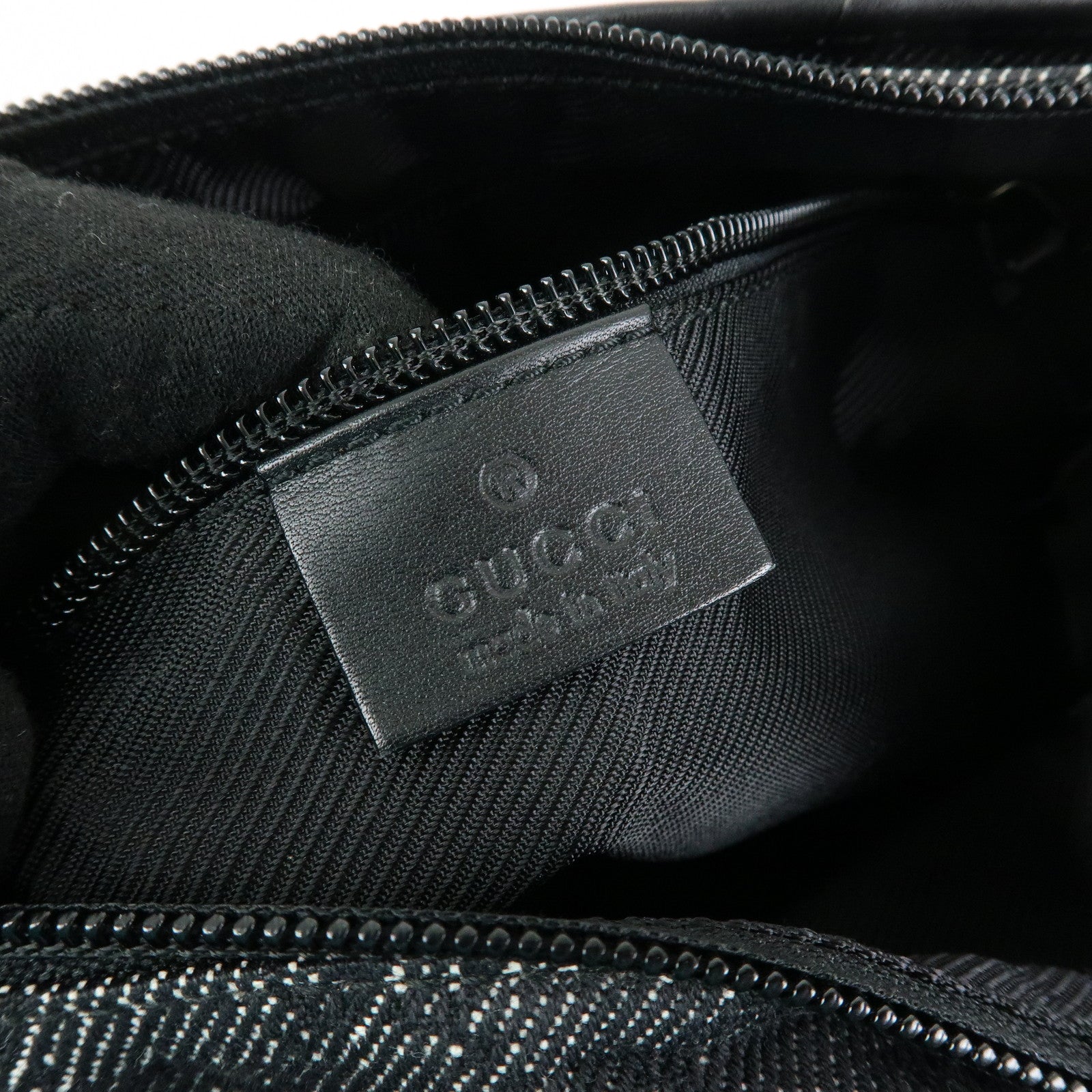 GUCCI GG Denim Leather Tote Bag Shoulder Bag Black 28893