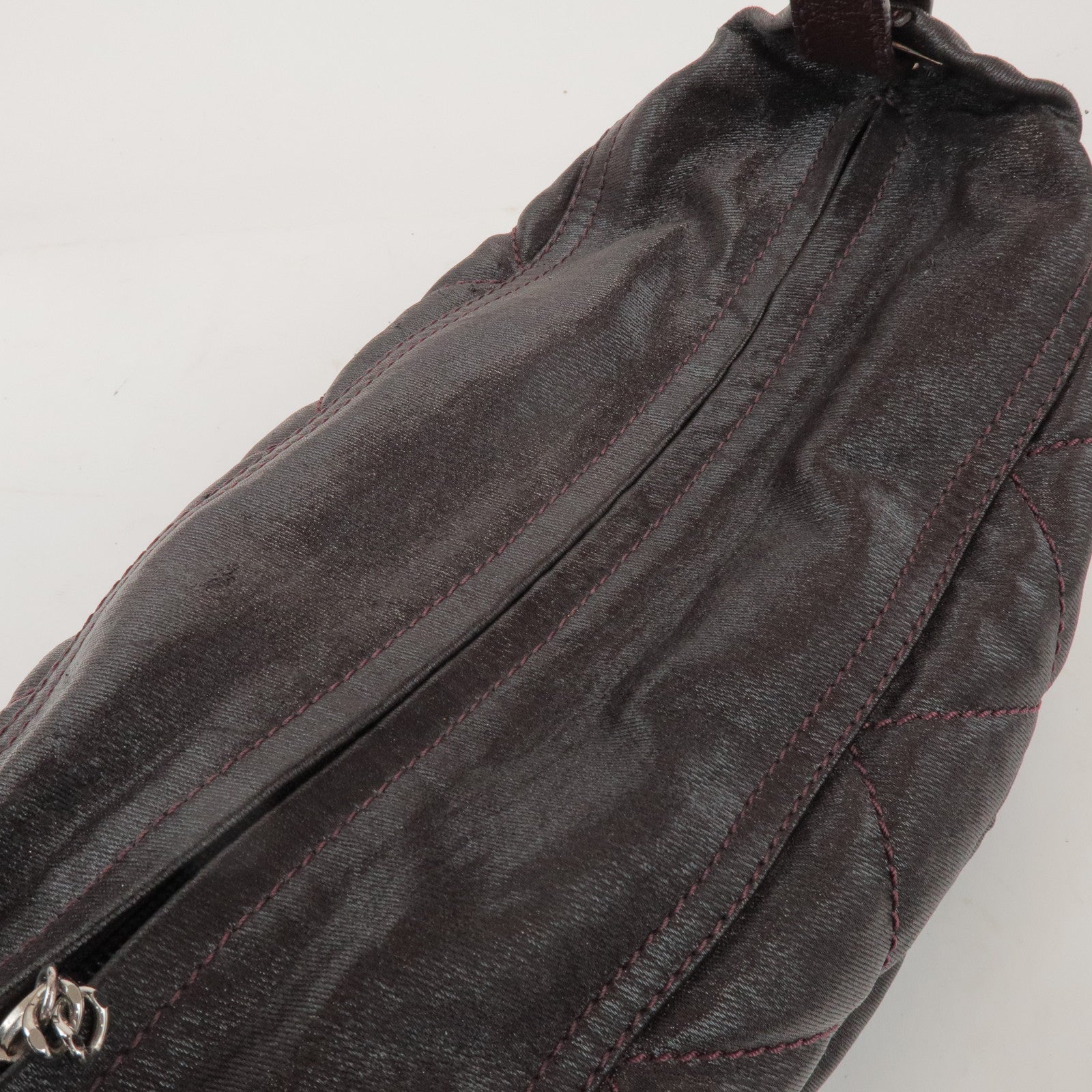 CHANEL Biarritz PVC Coated Canvas Calf Leather Shoulder Bag A34205