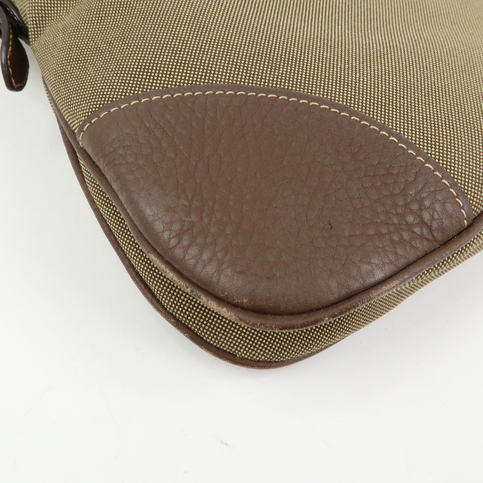 PRADA Logo Jacguard Leather Shoulder Bag Crossbody Bag Brown 1BT867