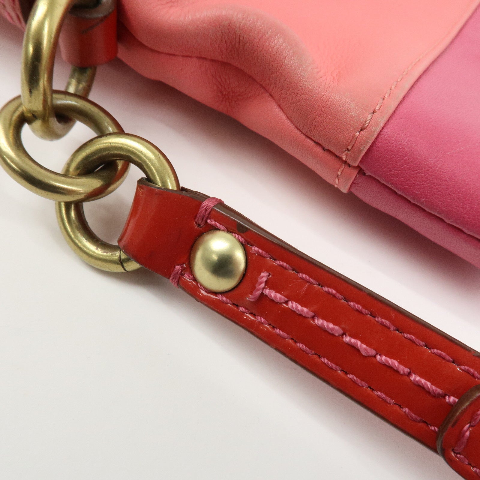 COACH Signature Set of 3 Silk Canvas Leather Hand Bag Pouch Pink