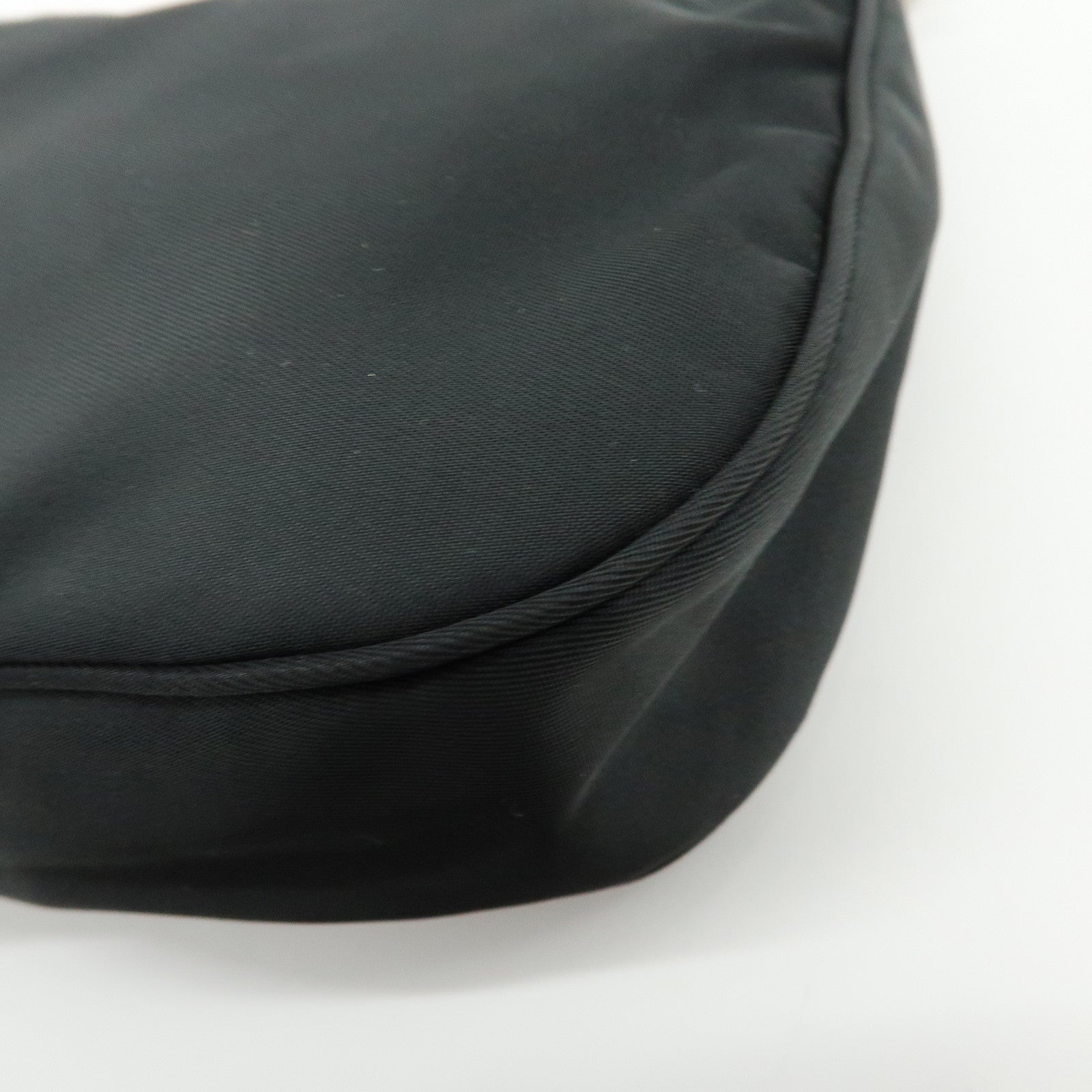 PRADA Triangle Logo Leather Shoulder Bag Hand Bag Black