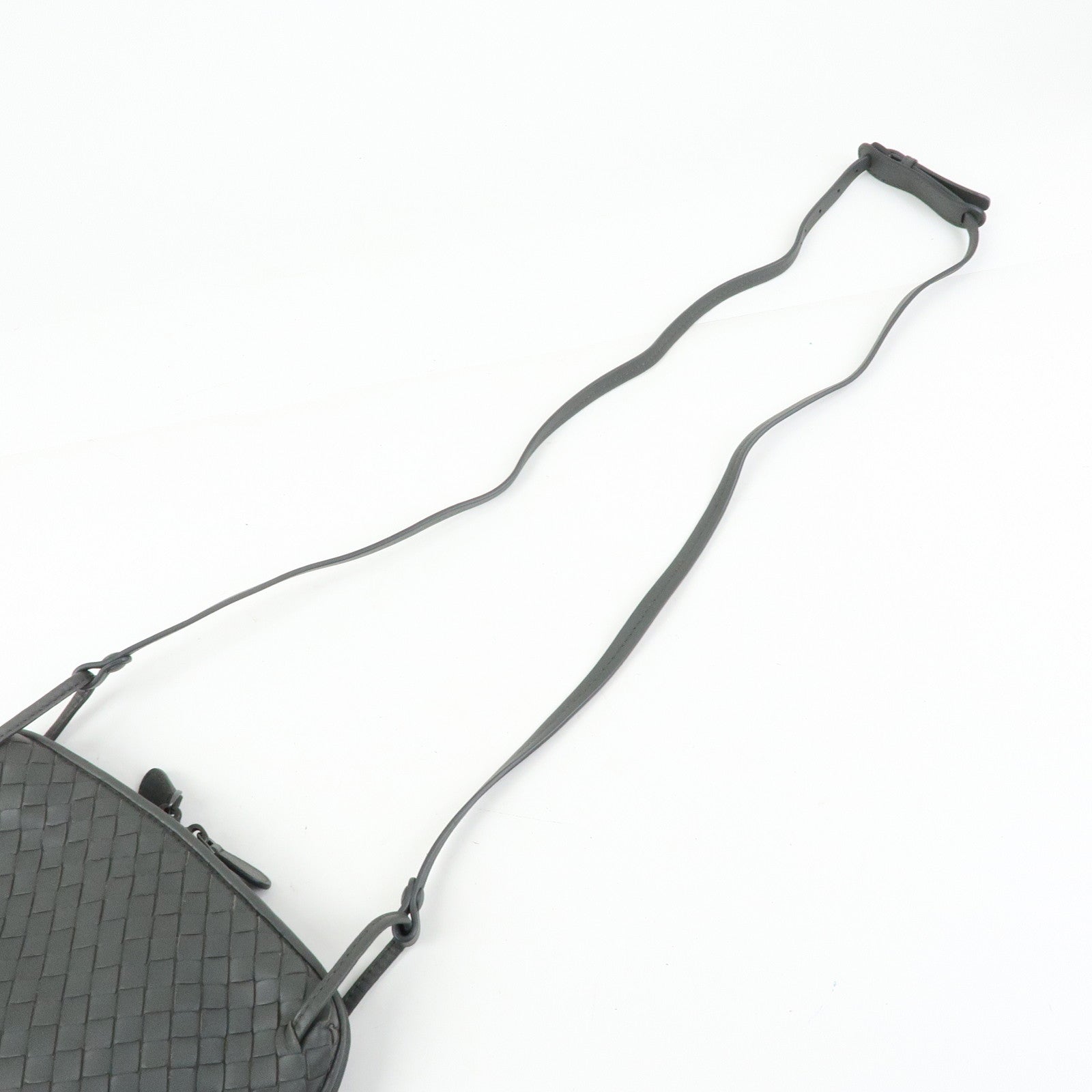 BOTTEGA VENETA Nodini Intrecciato Leather Shoulder Bag Gray 245354