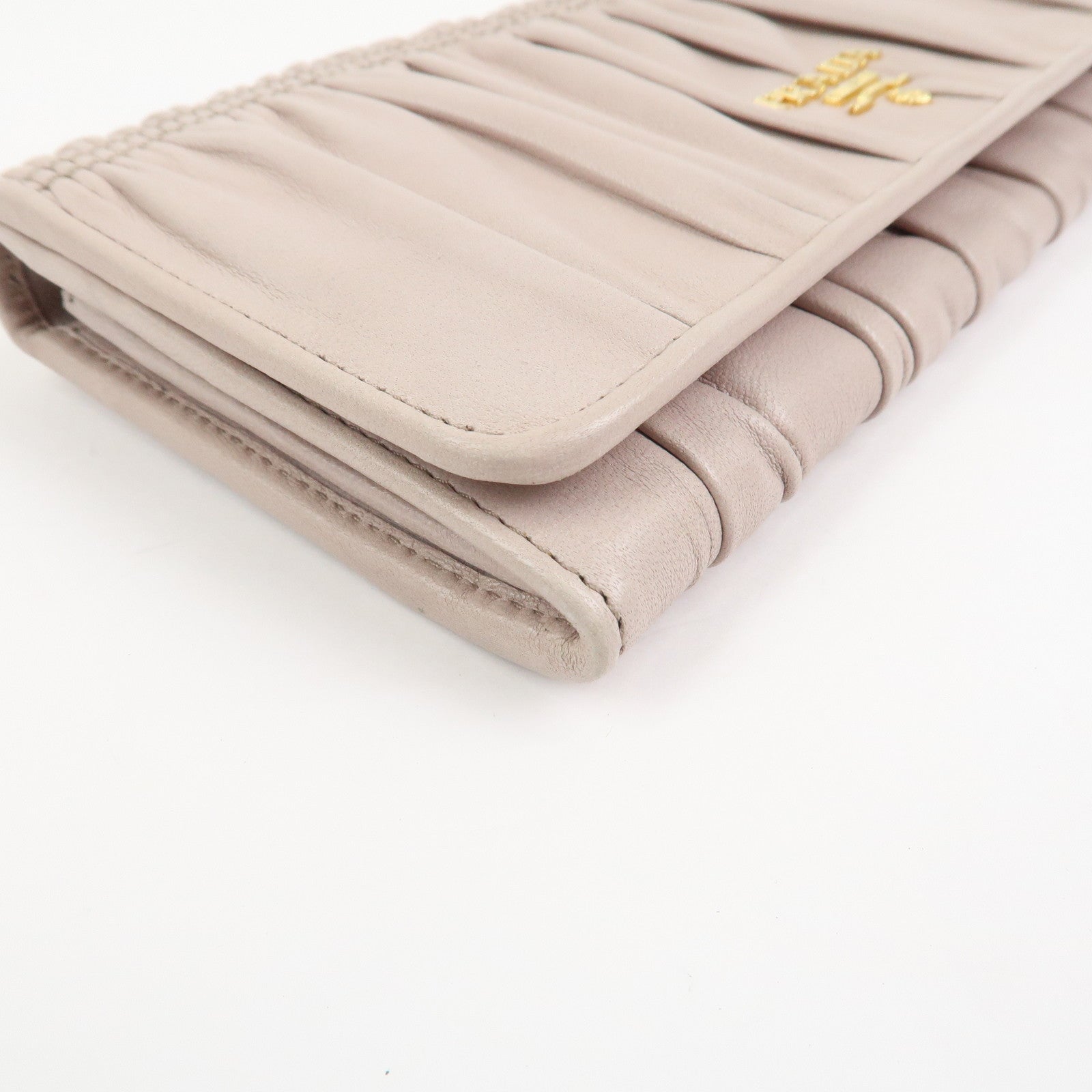 PRADA Nappa Gaufre Leather Bi-fold Long Wallet Light Beige 1M1132