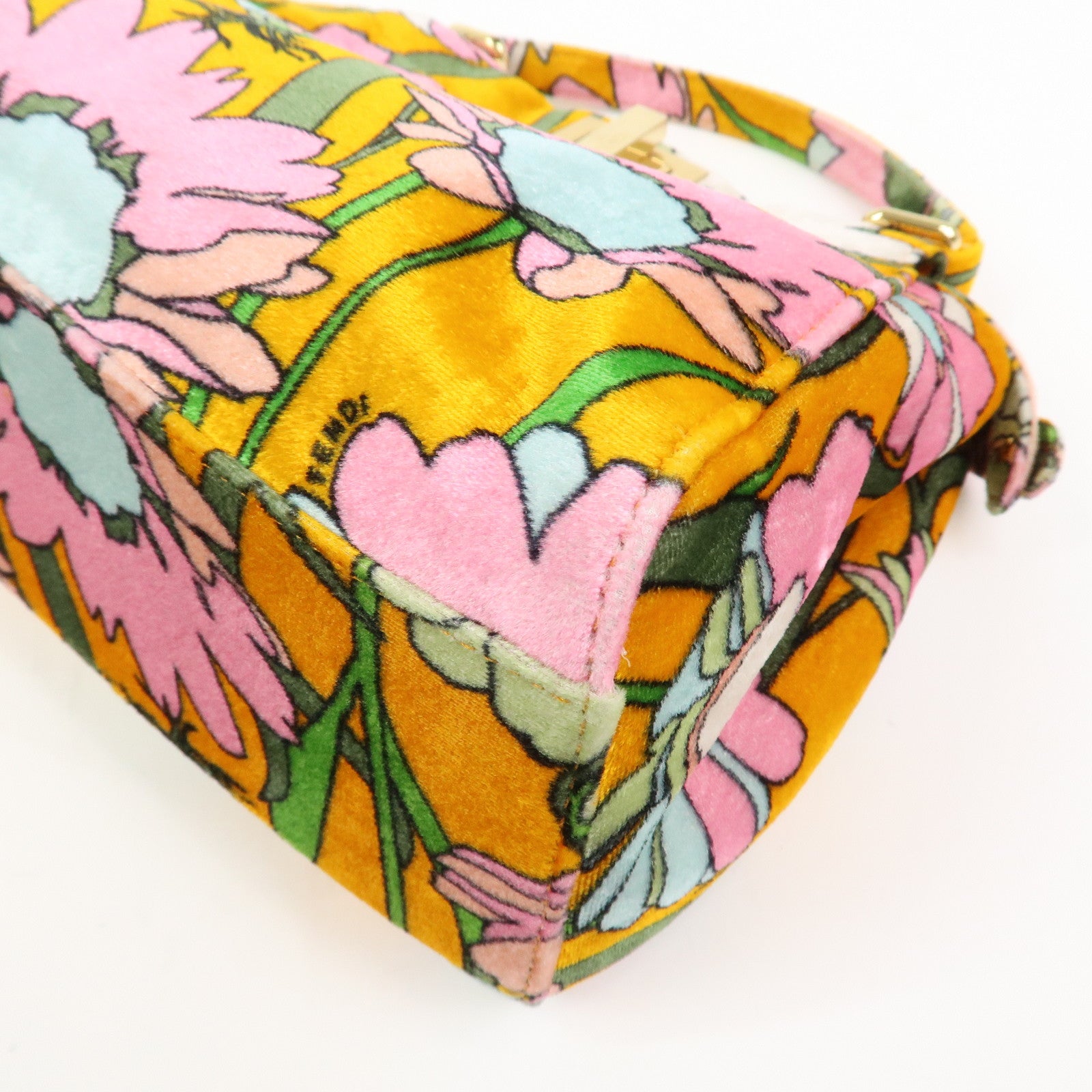 FENDI Peekaboo Small Velour 2Way Shoulder Bag Hand Bag BN244