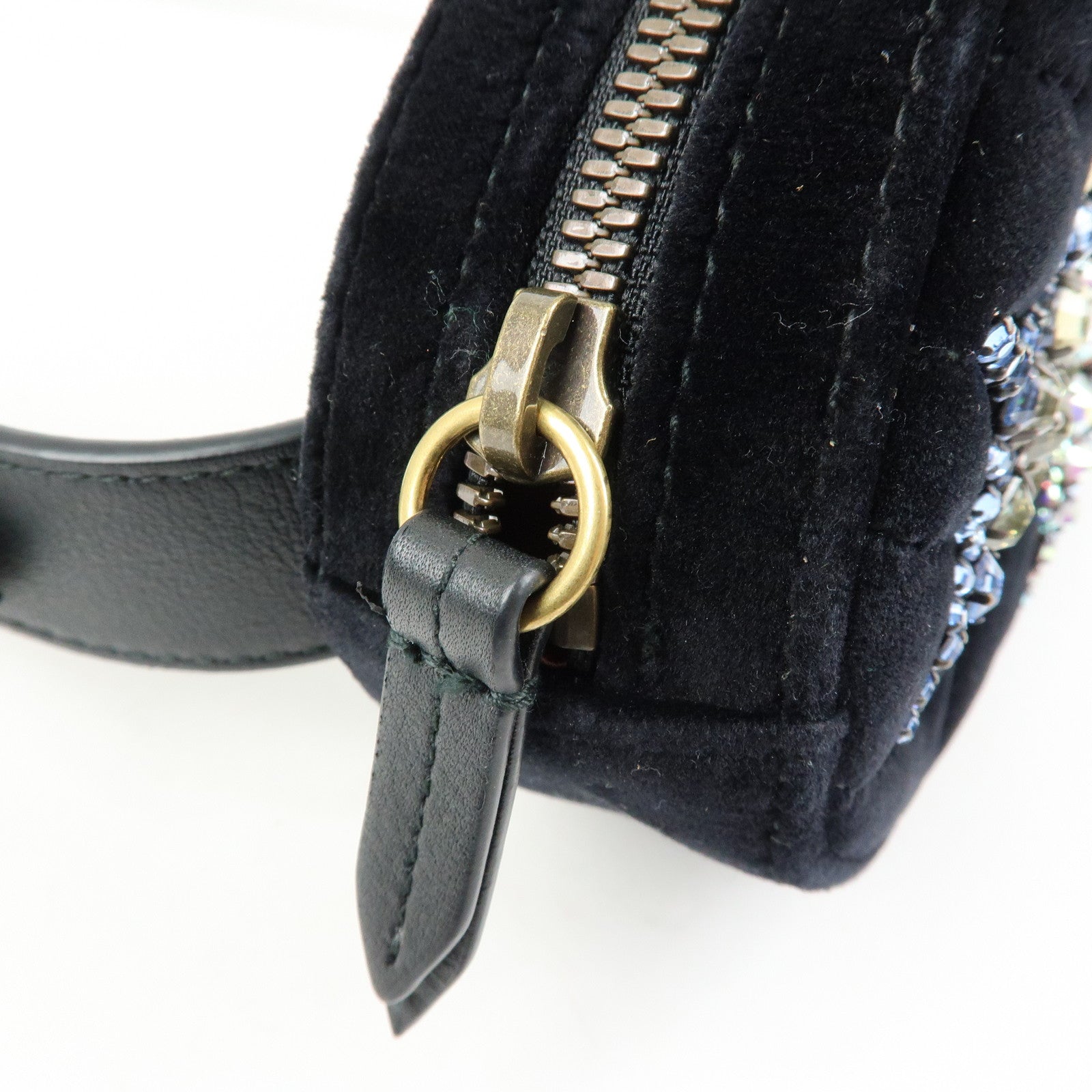 GUCCI Velvet Leather Star Bijou Motif Waist Pouch Body Bag 476434