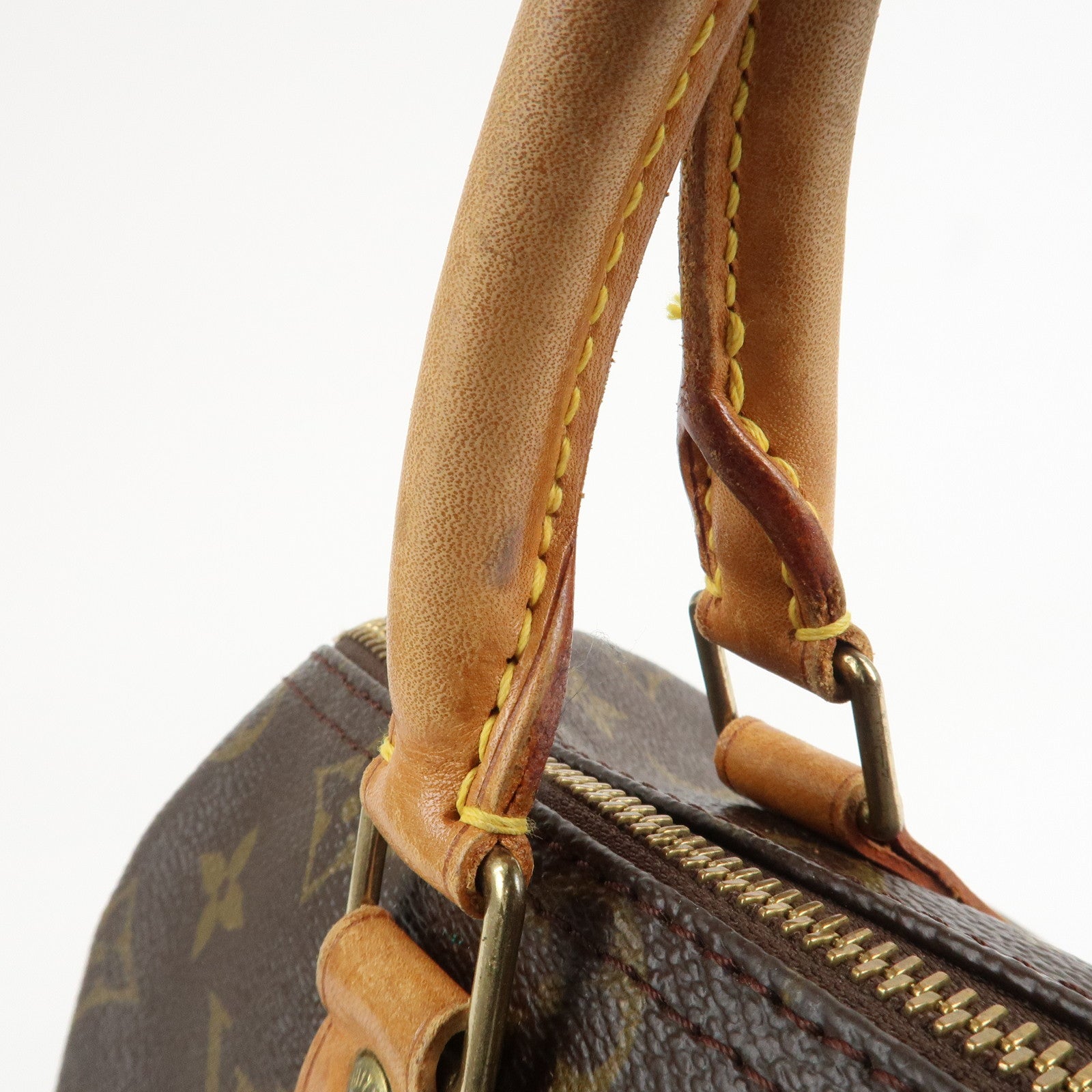 Louis Vuitton Monogram Canvas Leather Speedy 25 Boston Bag M41528