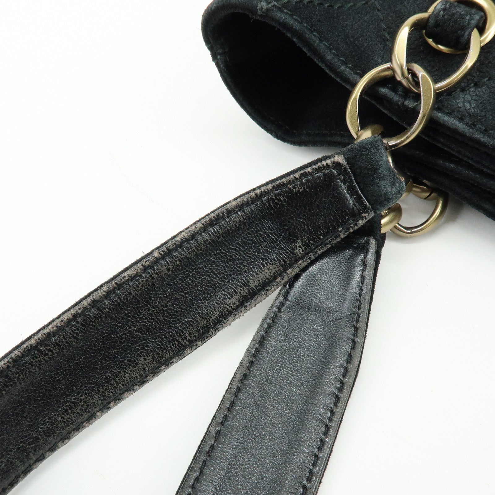 CHANEL Matelasse COCO Mark Suede Tote Bag Shoulder Bag Black