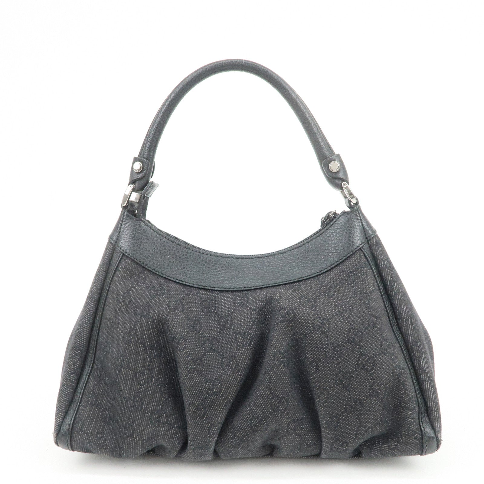 GUCCI Abbey GG Canvas Leather Shoulder Bag Hand Bag Black 265692