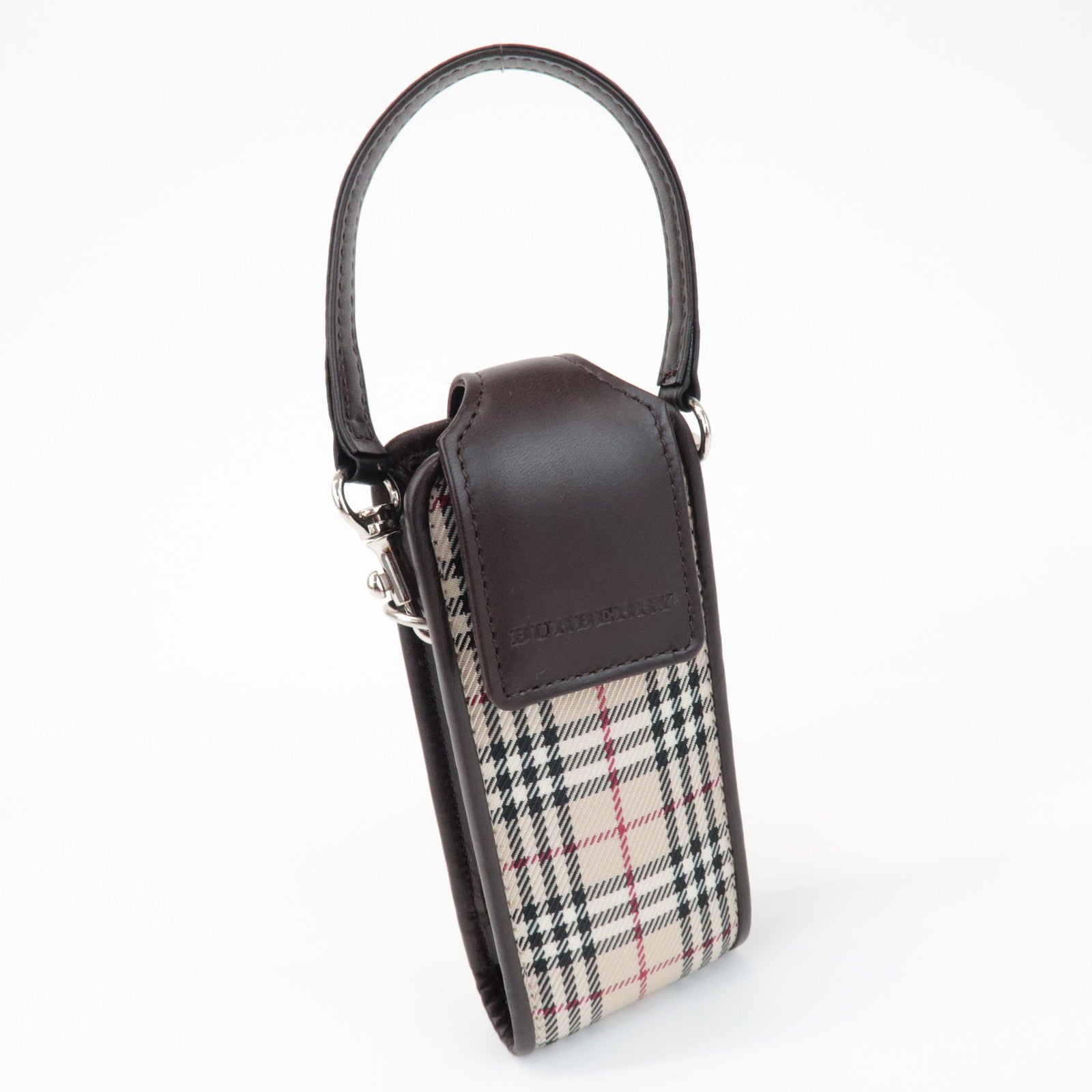BURBERRY Nova Plaid Mini Pouch Beige Brown