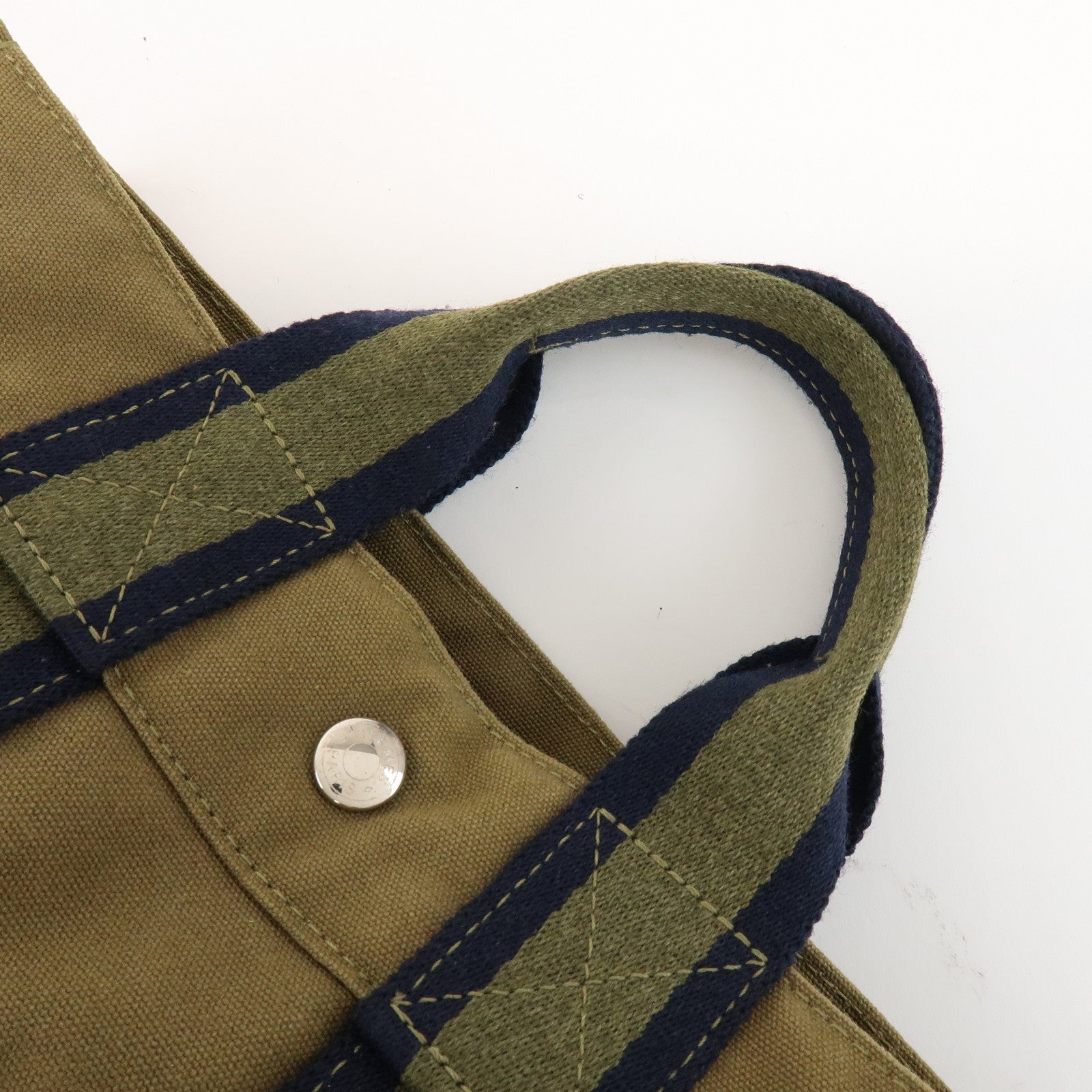 HERMES Canvas Fourre tout PM Hand Bag Tote Bag Khaki
