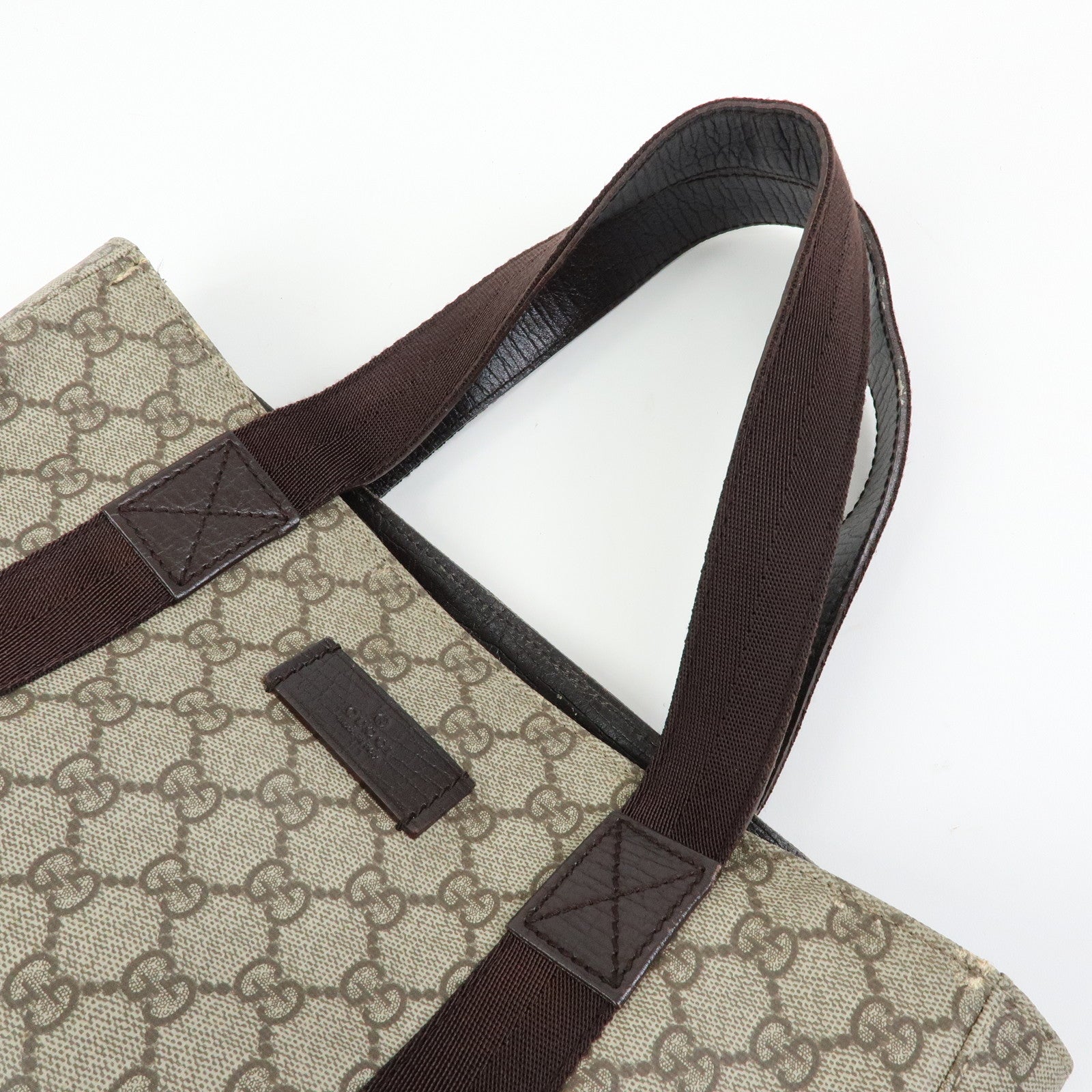 GUCCI GG Supreme Leather Tote Bag Hand Bag Beige Brown 141976