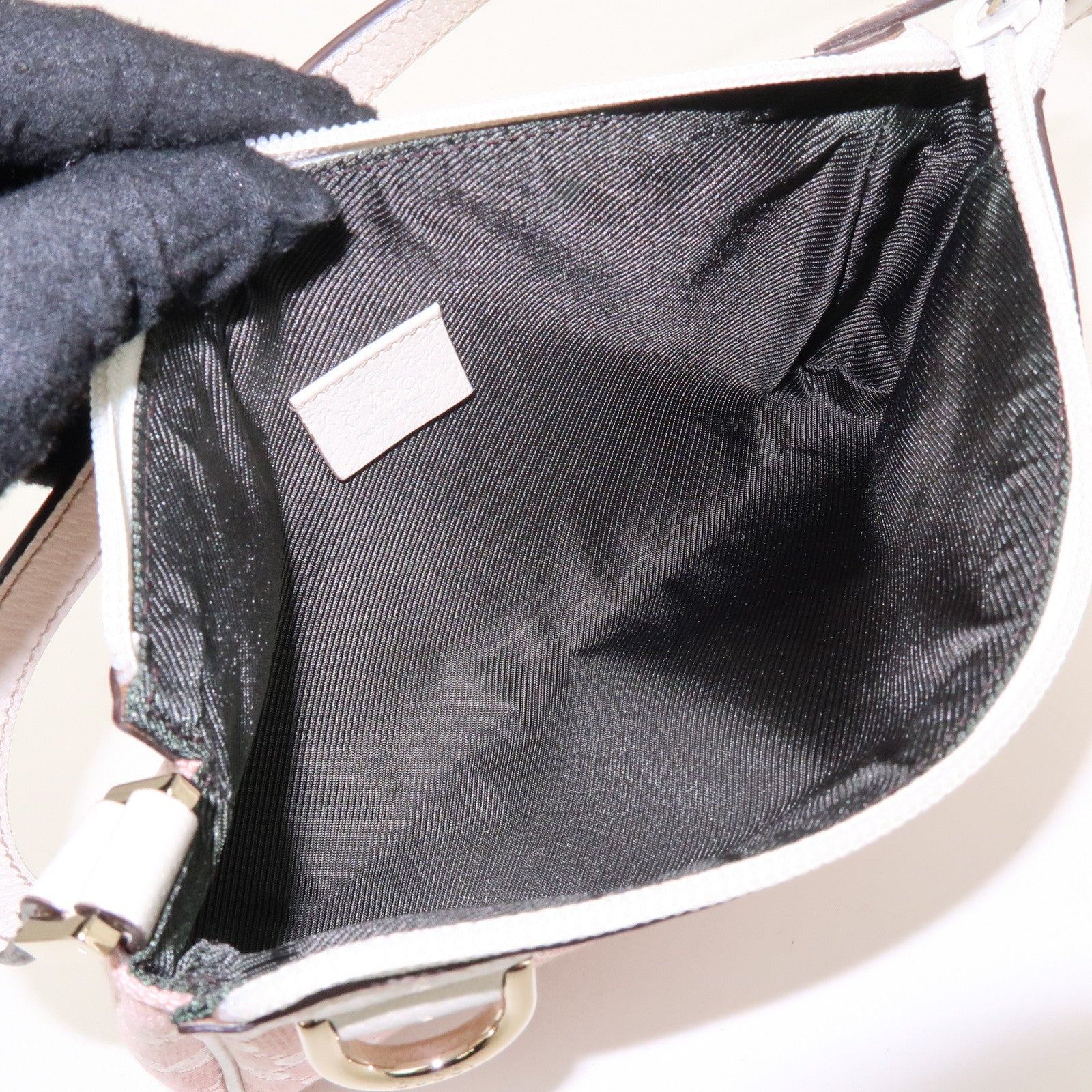 GUCCI Abbey GG Canvas Leather Accessory Pouch Hand Bag Pink 45750