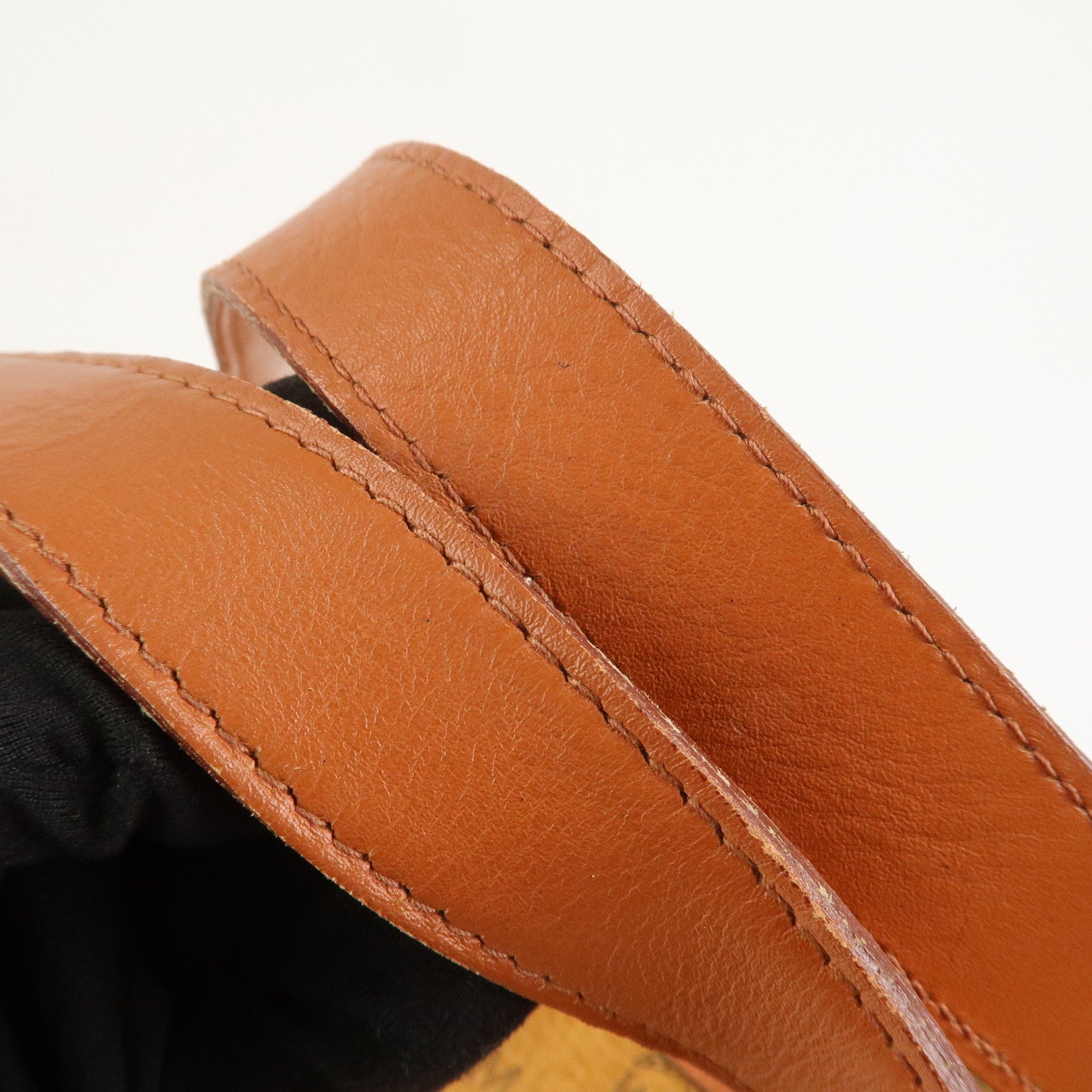 MCM Visetos Leather Boston Bag Shoulder Bag Brown