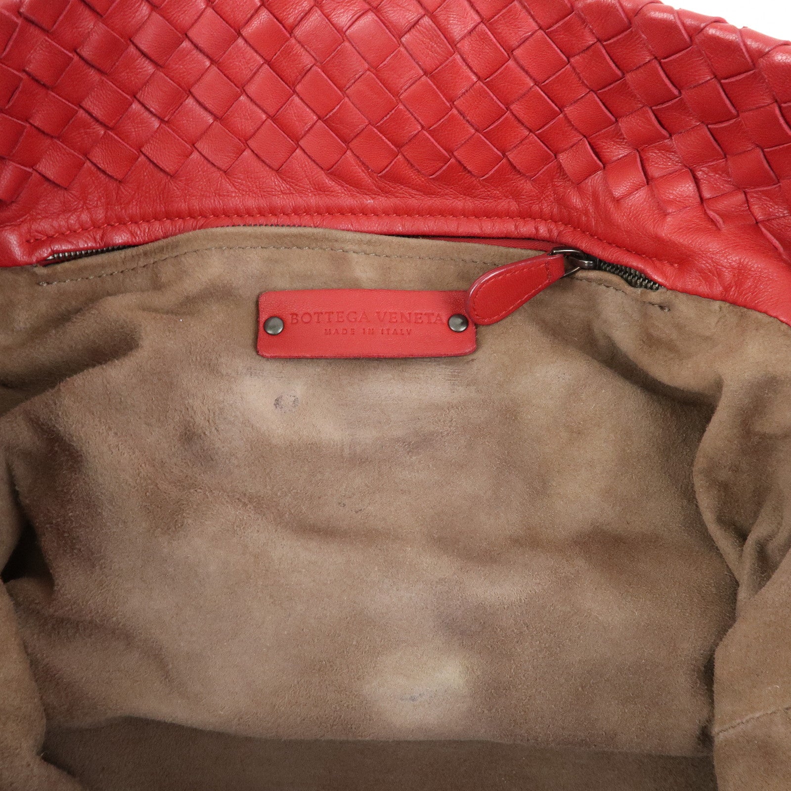 BOTTEGA VENETA Intrecciato Leather Shoulder Bag Hand Bag Red