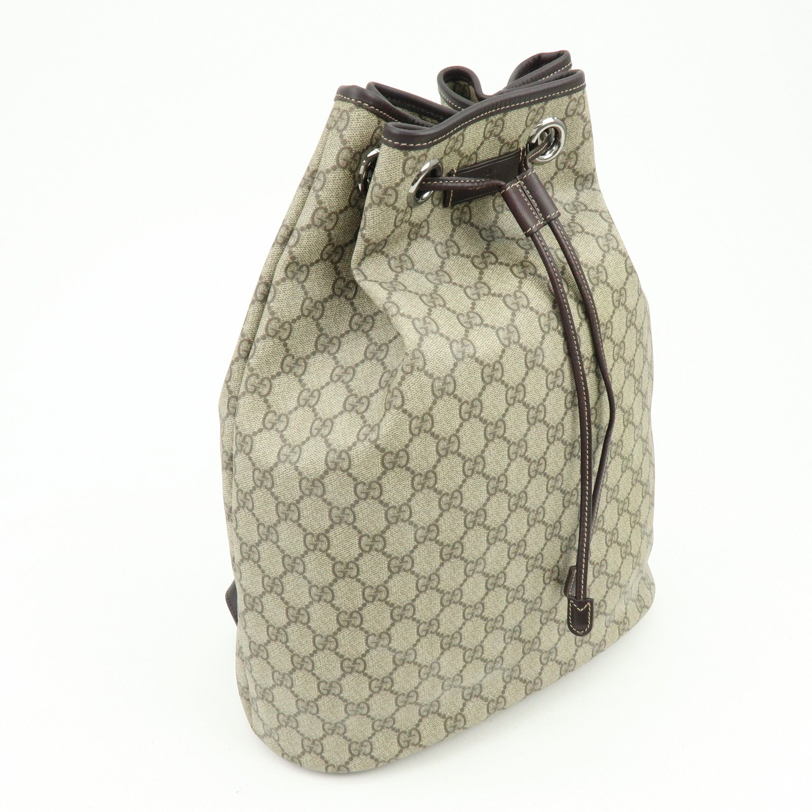 GUCCI GG Supreme Leather Backpack Rucksack Beige Brown 189745