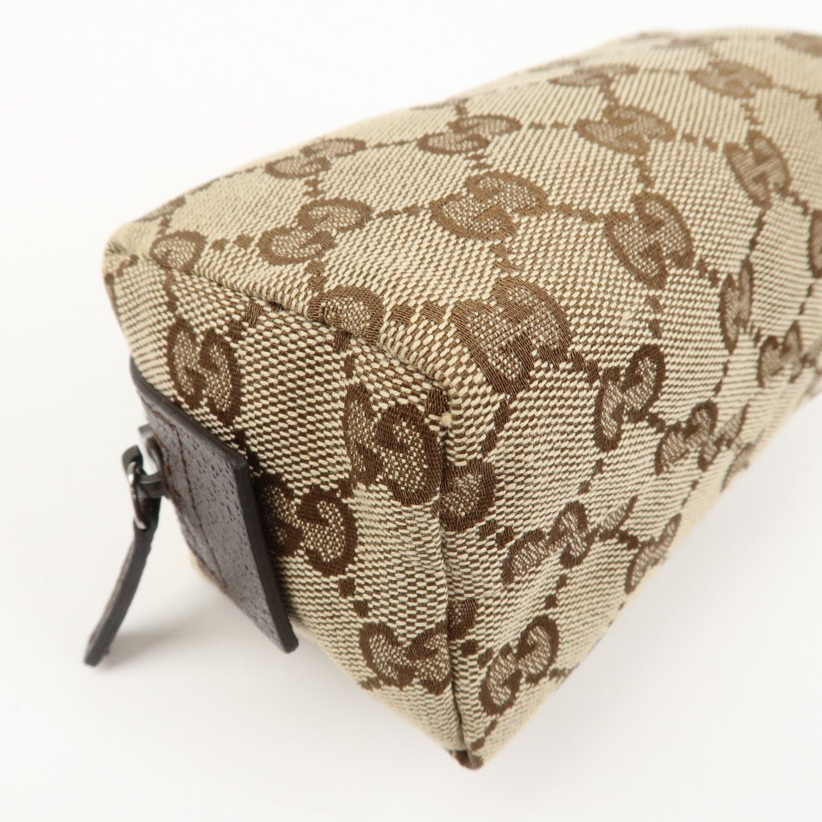 GUCCI GG Monogram Canvas Leather Pouch Cosmetic Case Brown 29596