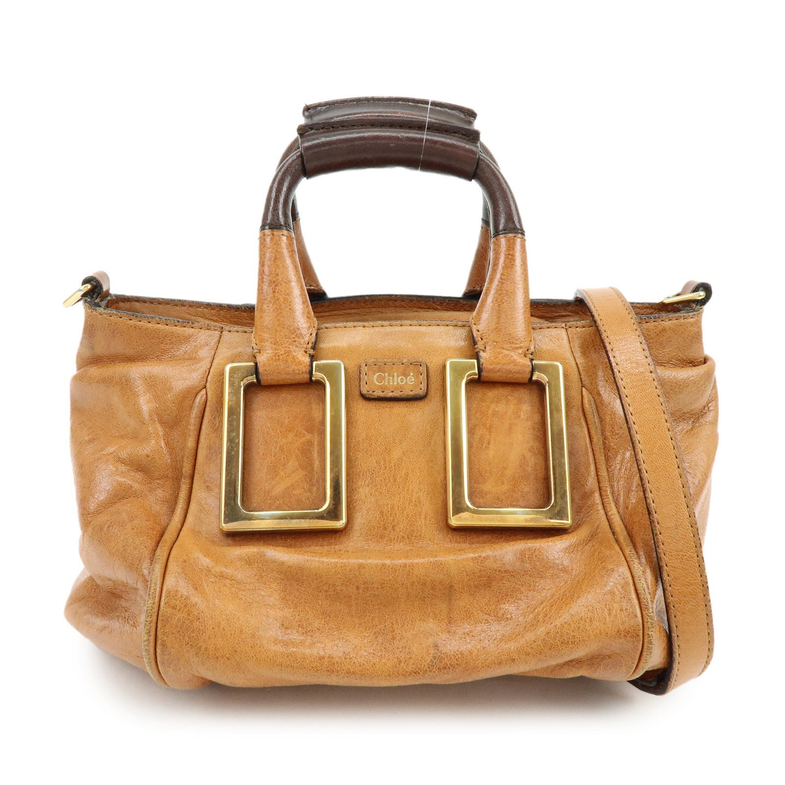 Chloe Ethel Leather 2Way Bag Shoulder Bag Hand Bag Brown