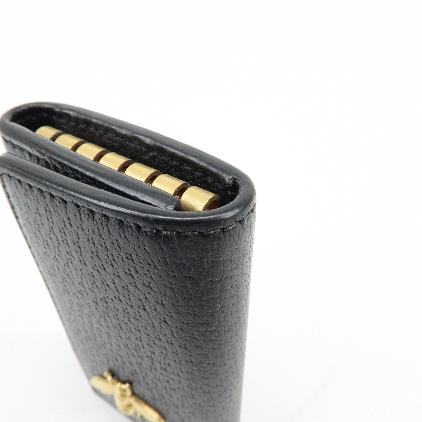 GUCCI Animalier Bee Leather 6 Ring Key Case Key Holder Black 523683