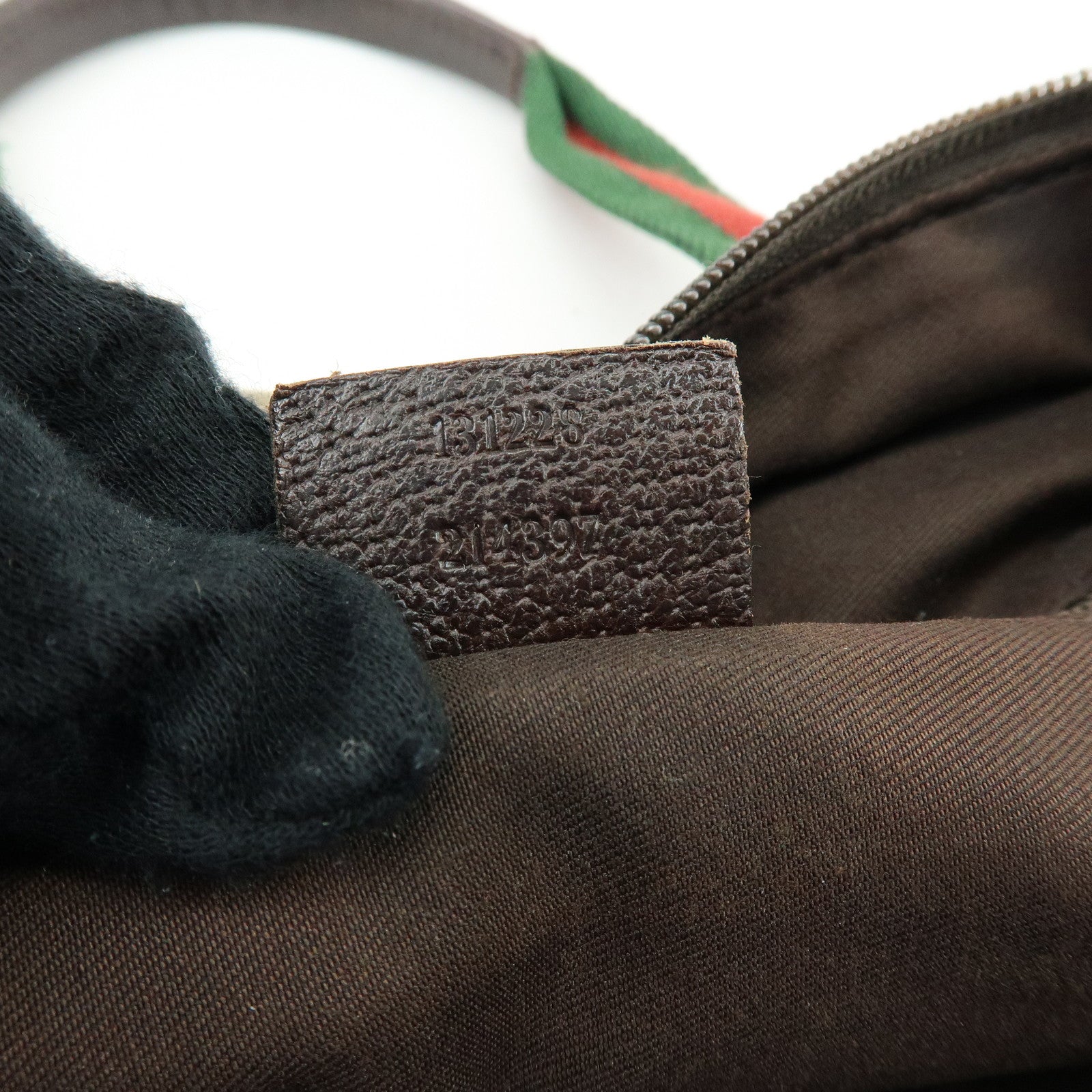GUCCI Sherry GG Canvas Leather Tote Bag Hand Bag Brown 131228