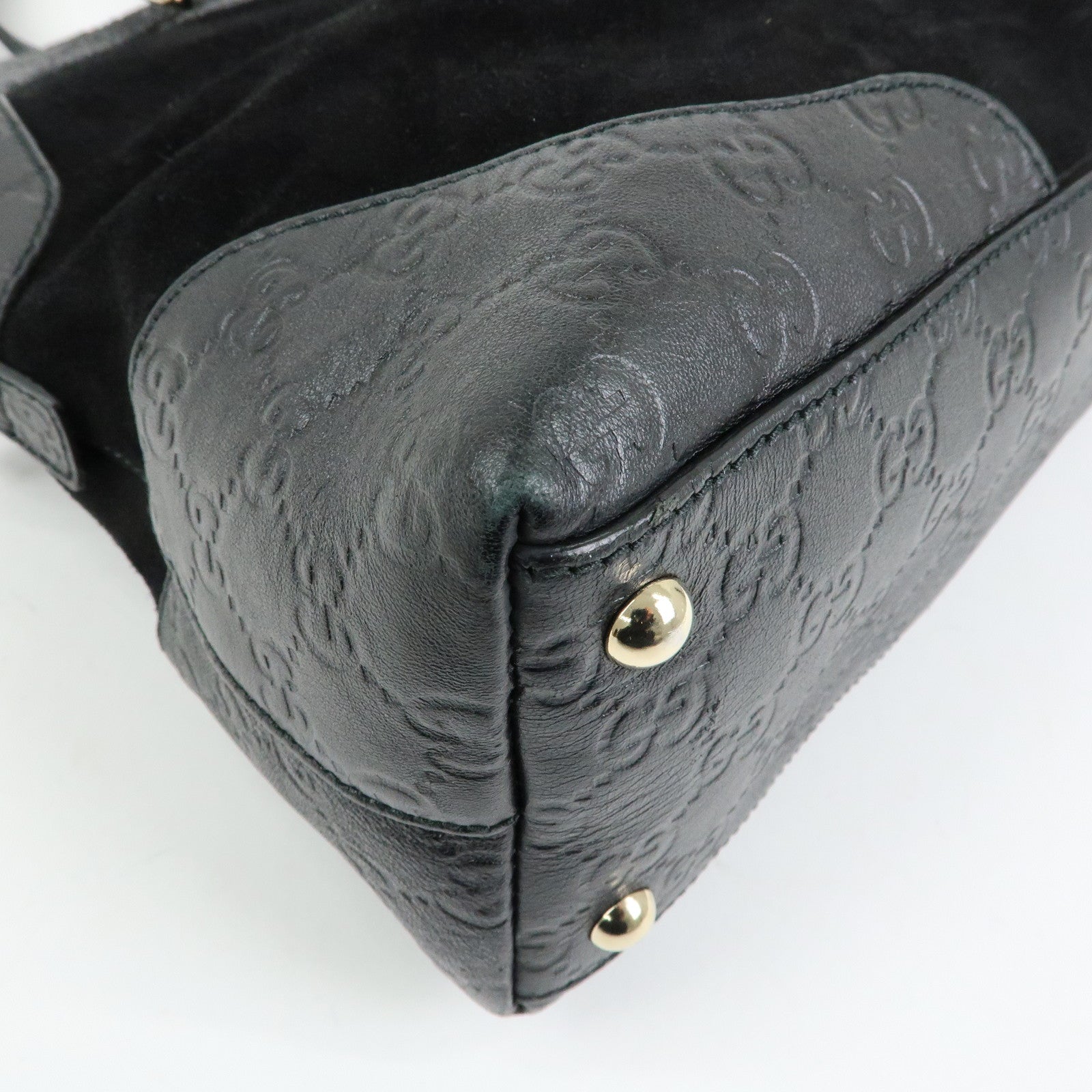 GUCCI Guccissima Leather Suede Hand Bag Shoulder Bag Black 295530