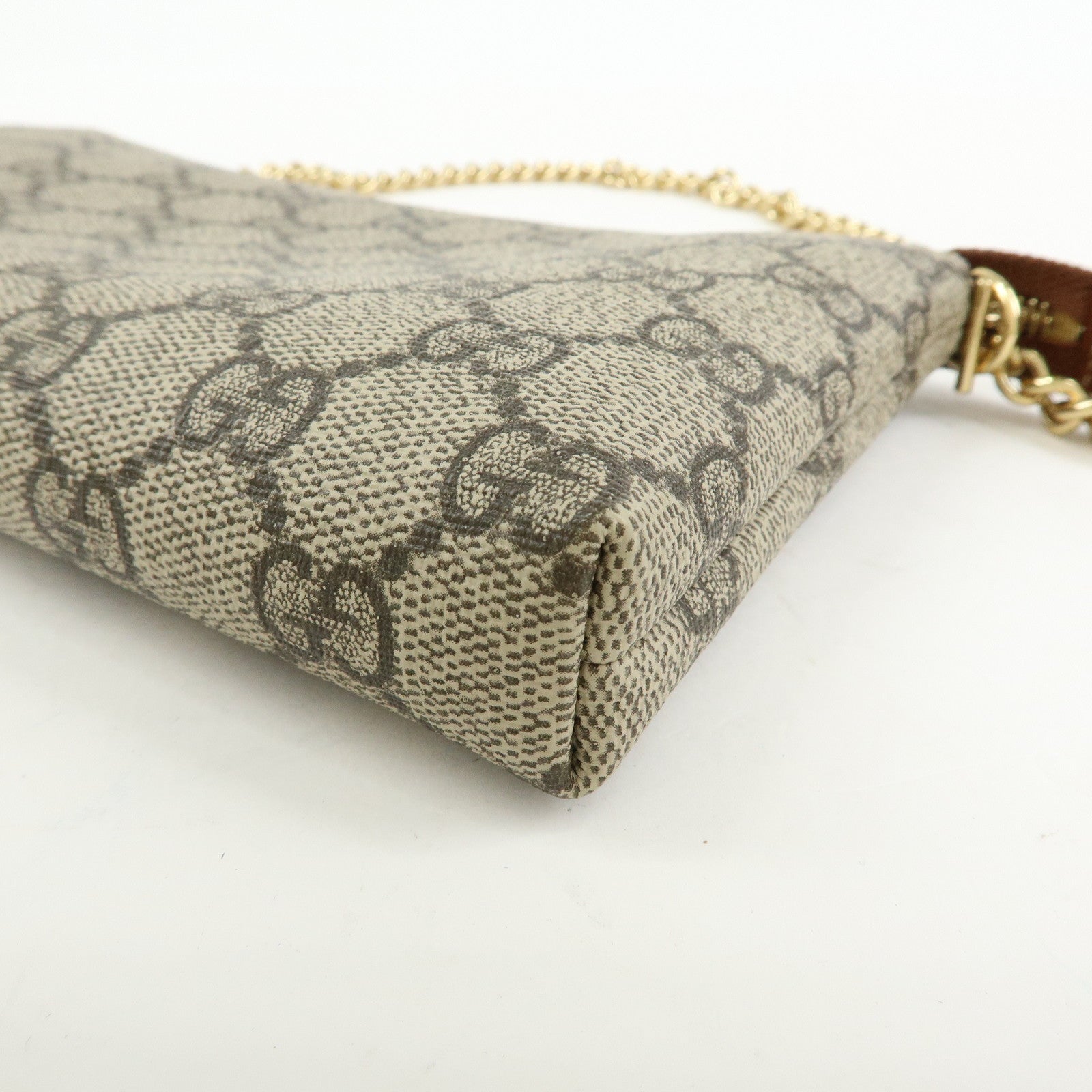 GUCCI Guccissima GG Supreme Leather Chain Shoulder Bag Beige 428449