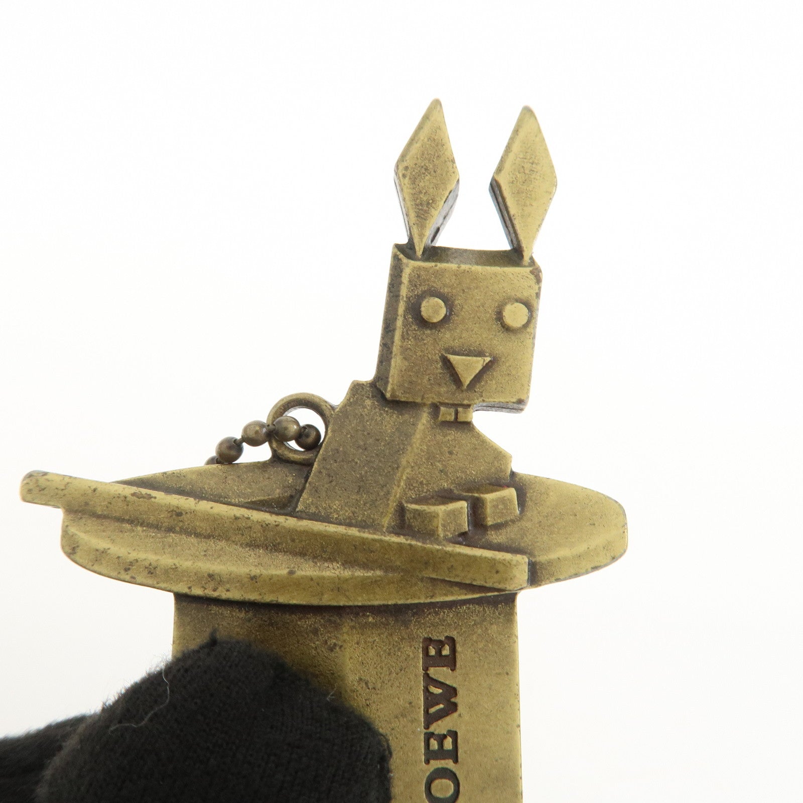 LOEWE Rabbit Motif Logo Metal Bag Charm Key Chain Gold