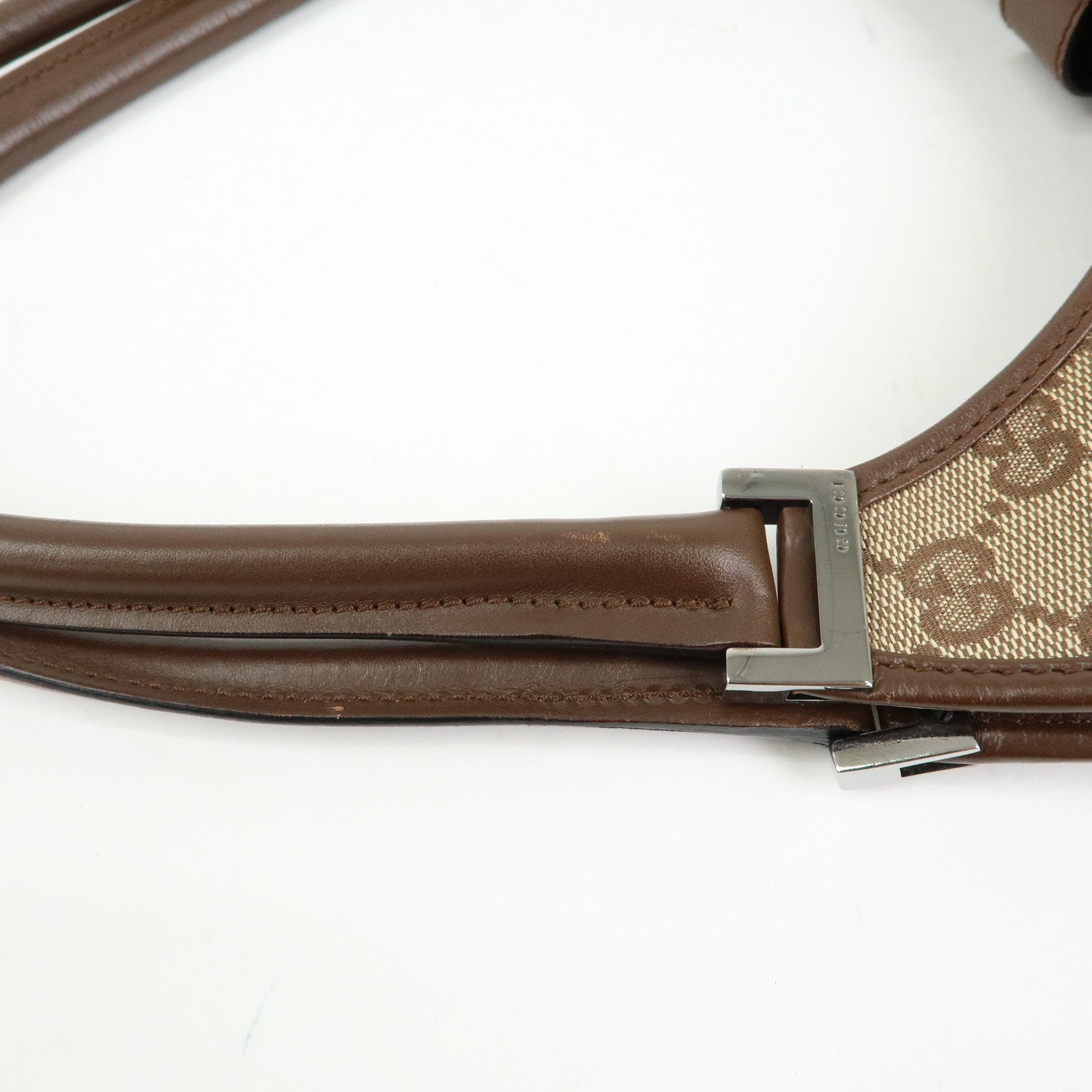 GUCCI Jackie GG Canvas Leather Shoulder Bag Beige Brown 01719