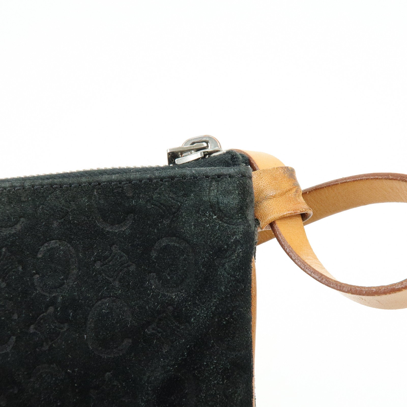 CELINE C Macadam Suede Leather Shoulder Bag Hand Bag Black