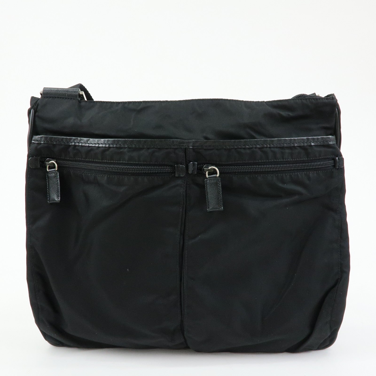 PRADA Triangle Logo Nylon Shoulder Bag Crossbody Bag Black