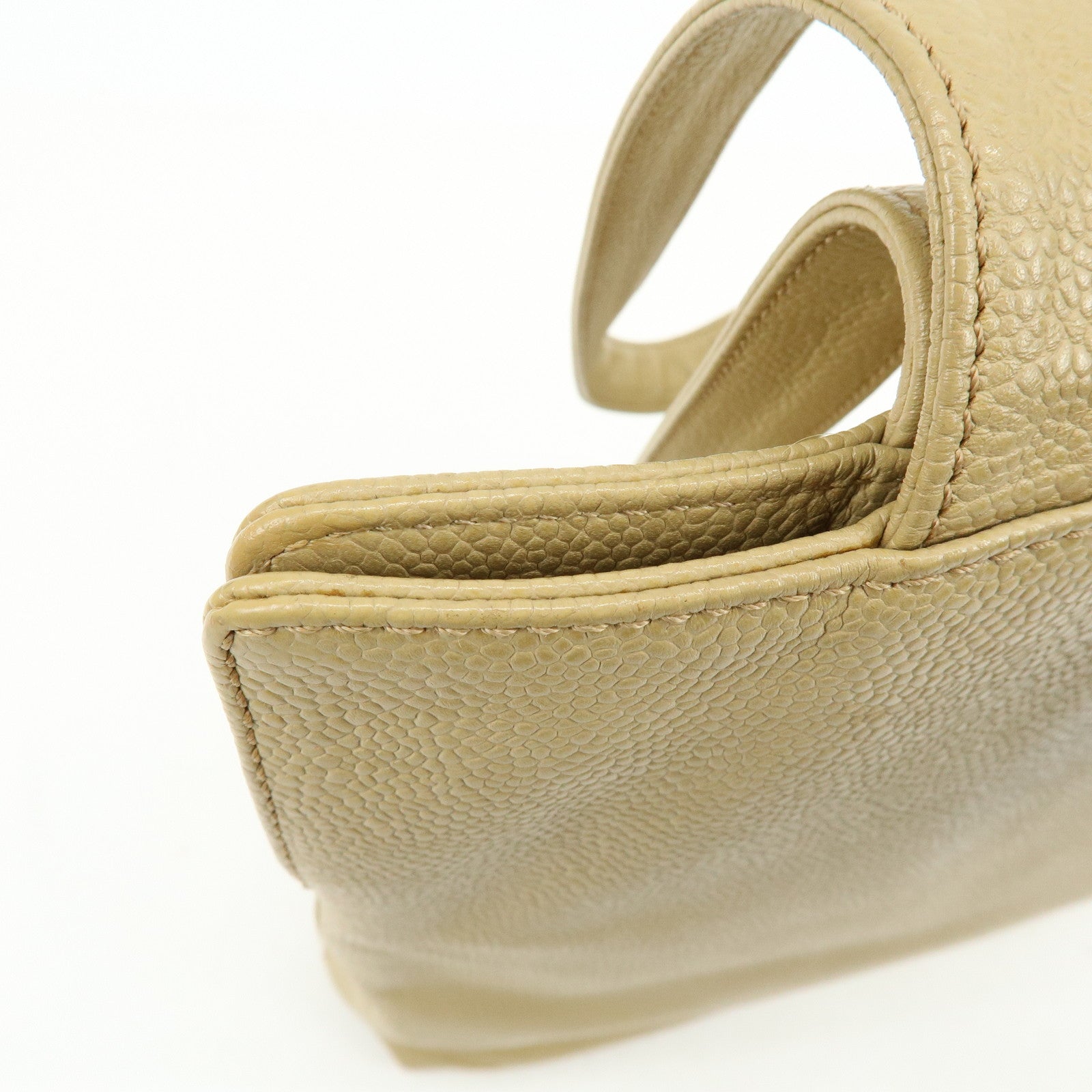 CHANEL Caviarskin Tote Bag Shoulder Bag Beige