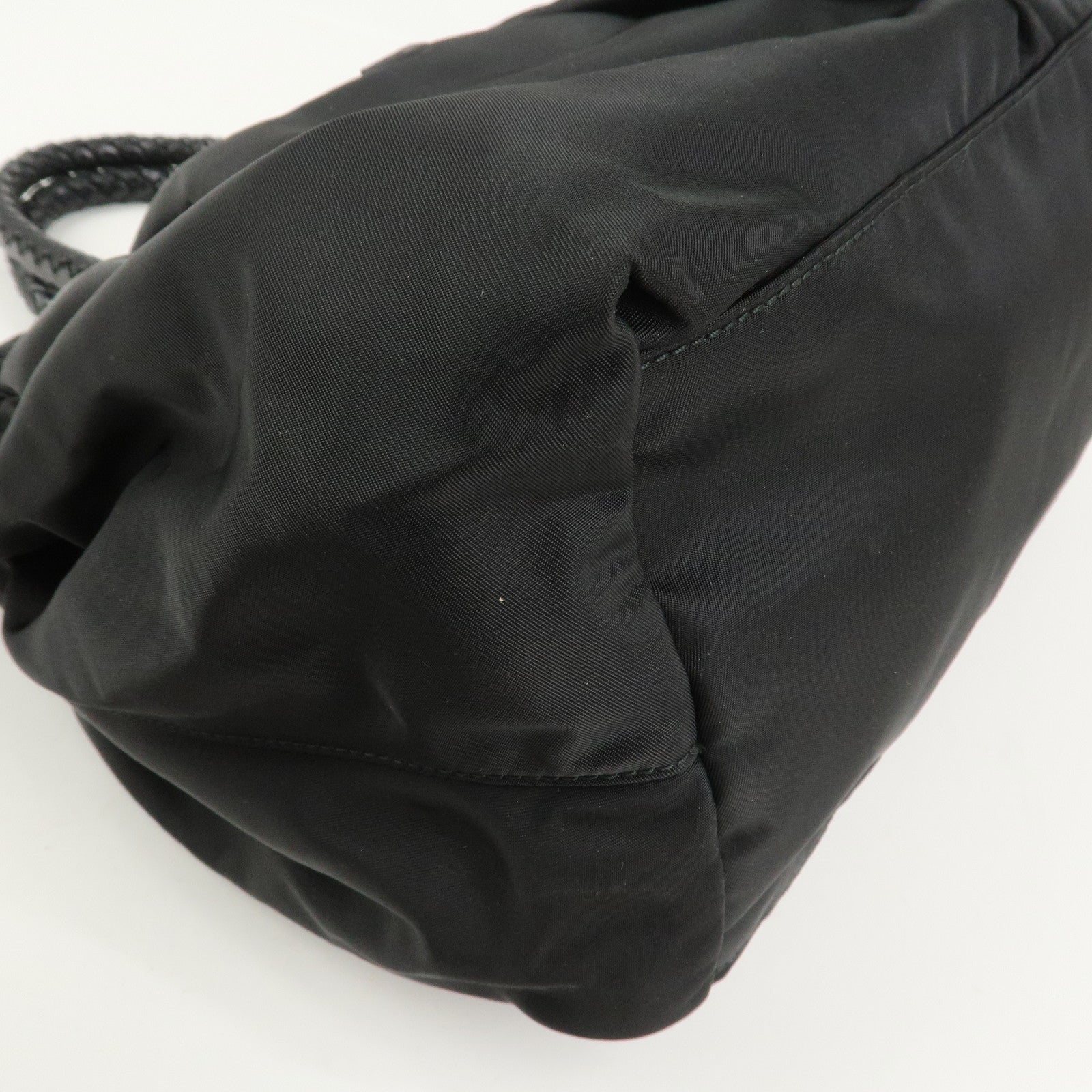 PRADA Logo Nylon Leather 2Way Bag Hand Shoulder Bag Black BN1631