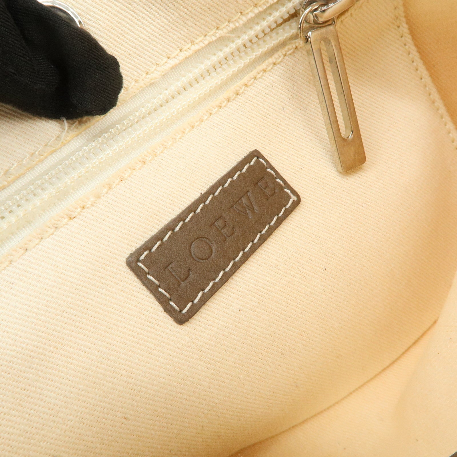 LOEWE Anagram Canvas Leather Shoulder Bag Crossbody Bag Beige